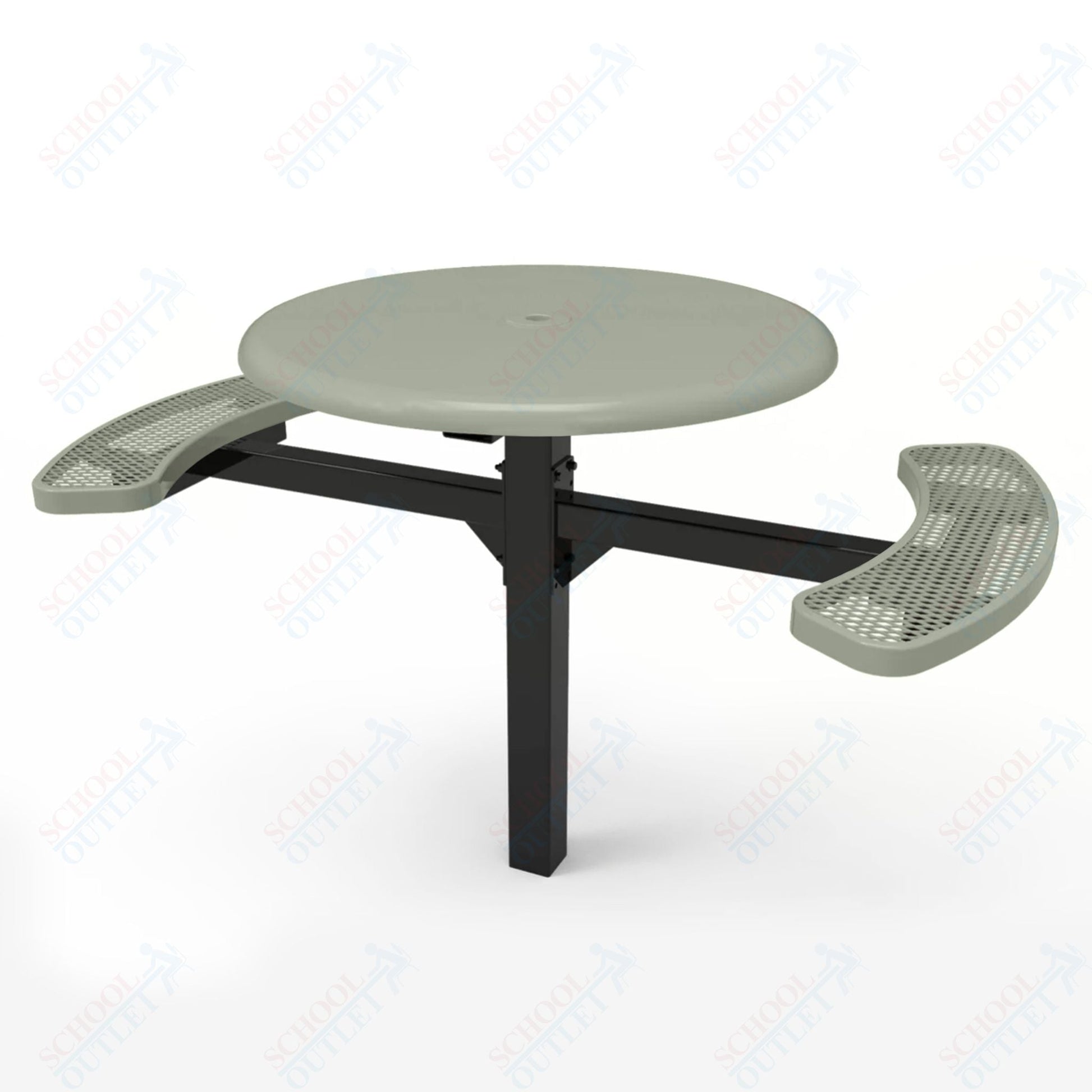 MyTcoat MYT - TRS46 - 16 - 002 46″ Round Solid Top Pedestal Picnic Table with Inground Mount, 2 Seat and Alternate ADA Accessible (30"H) - SchoolOutlet