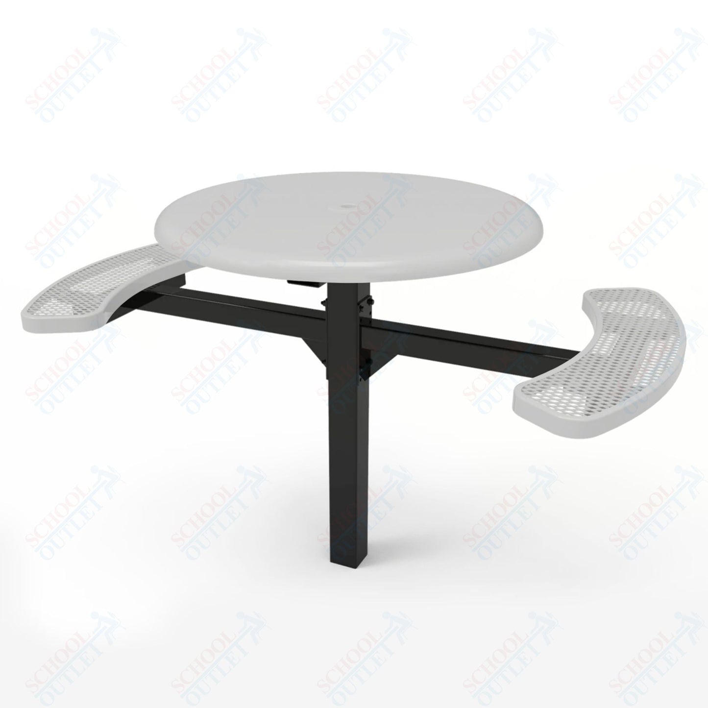 MyTcoat MYT - TRS46 - 16 - 002 46″ Round Solid Top Pedestal Picnic Table with Inground Mount, 2 Seat and Alternate ADA Accessible (30"H) - SchoolOutlet