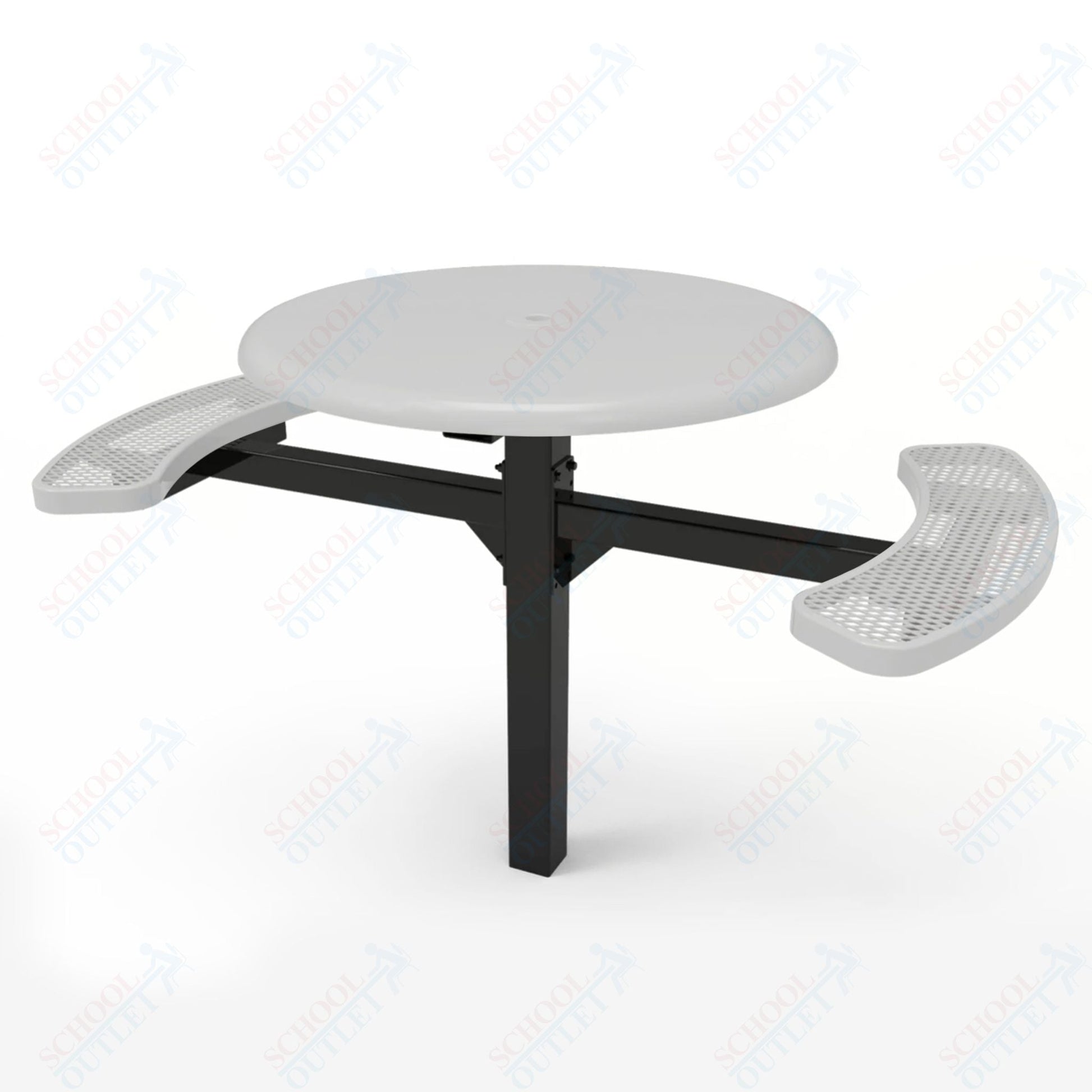 MyTcoat MYT - TRS46 - 16 - 002 46″ Round Solid Top Pedestal Picnic Table with Inground Mount, 2 Seat and Alternate ADA Accessible (30"H) - SchoolOutlet
