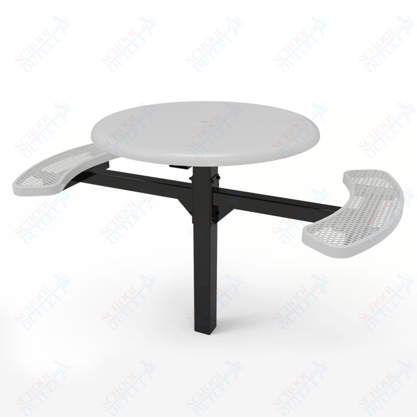 MyTcoat MYT - TRS46 - 16 - 002 46″ Round Solid Top Pedestal Picnic Table with Inground Mount, 2 Seat and Alternate ADA Accessible (30"H) - SchoolOutlet