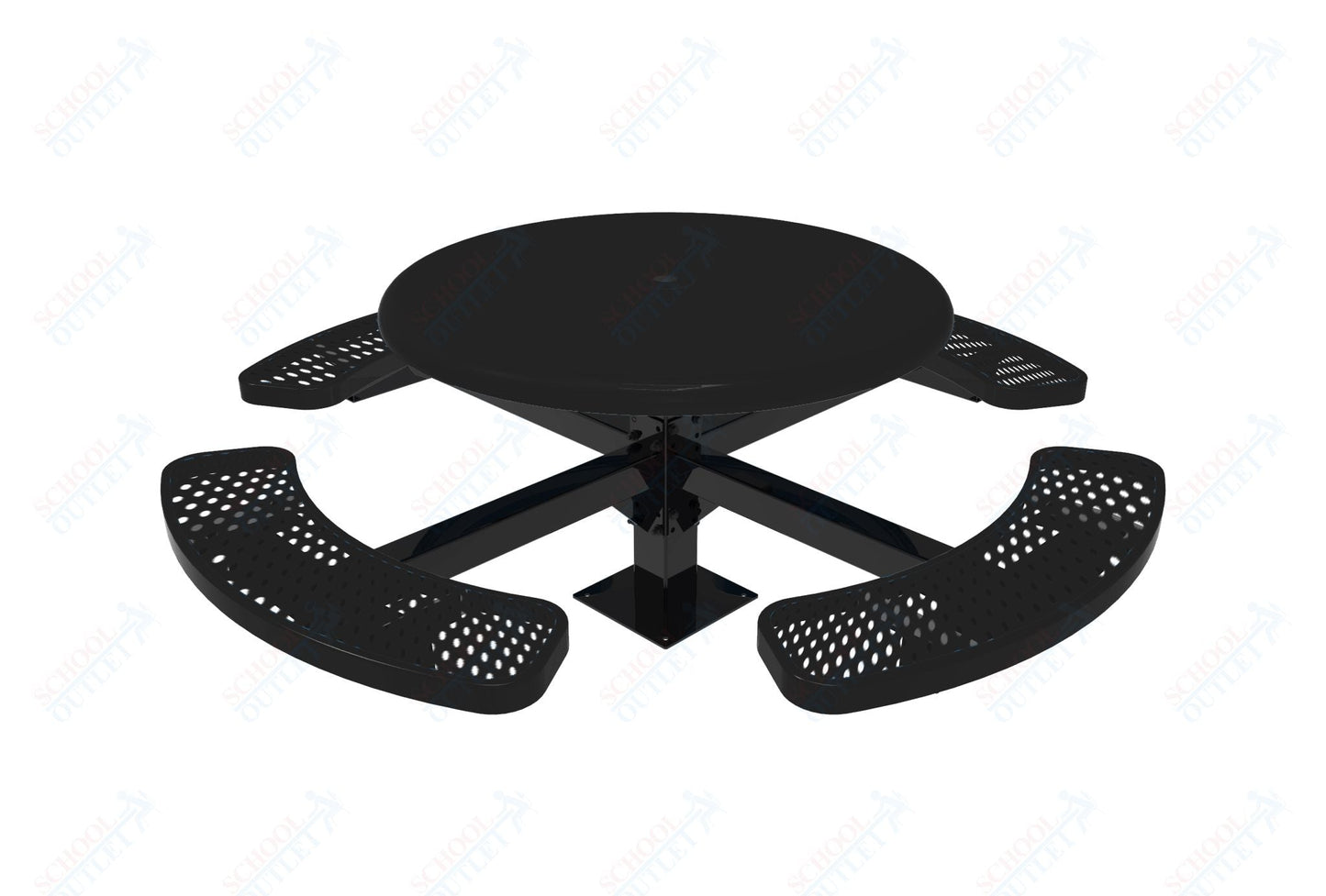 MyTcoat MYT - TRS46 - 12 46″ Round Solid Top Pedestal Picnic Table With Inground Mount (30"H) - SchoolOutlet