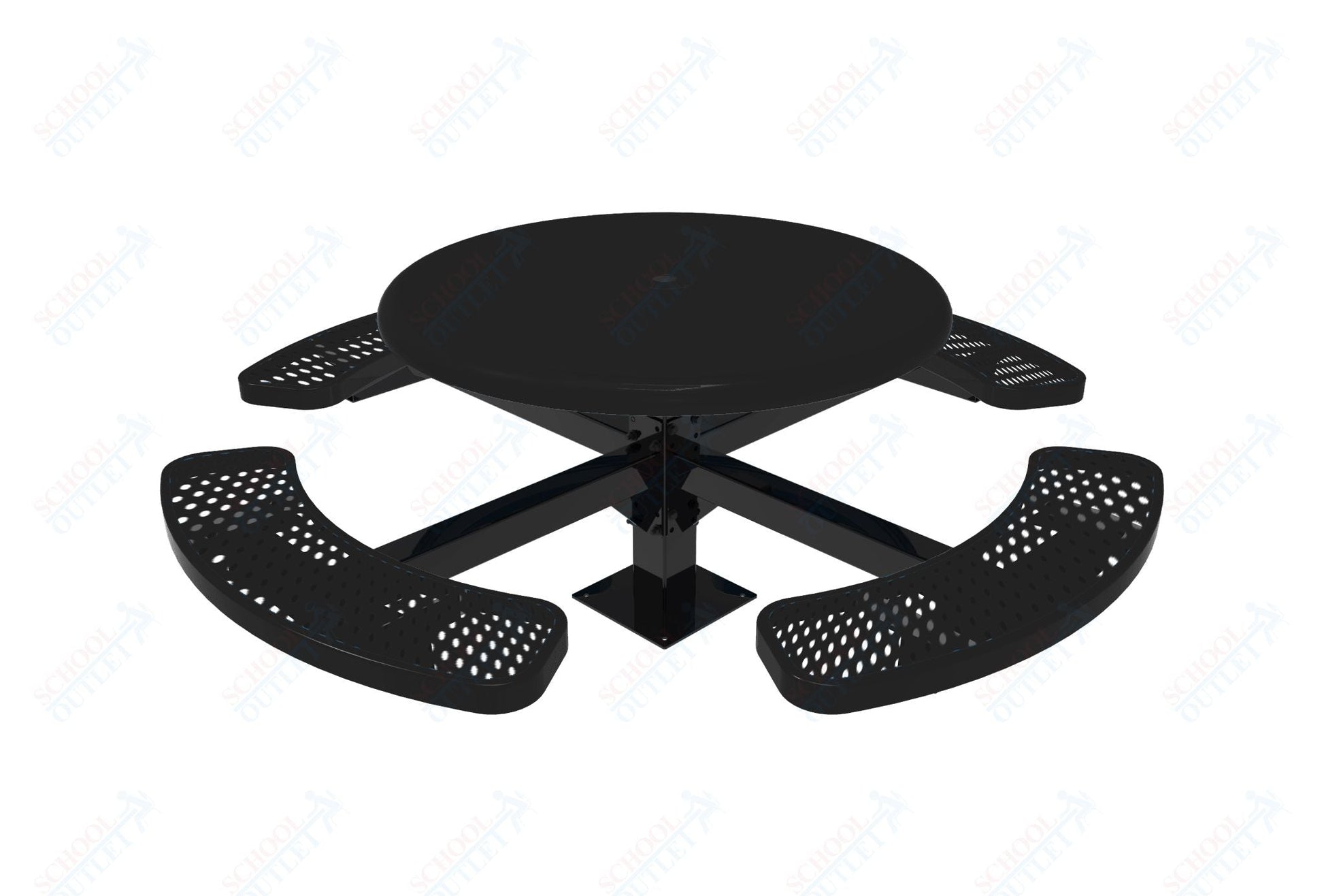 MyTcoat MYT - TRS46 - 12 46″ Round Solid Top Pedestal Picnic Table With Inground Mount (30"H) - SchoolOutlet