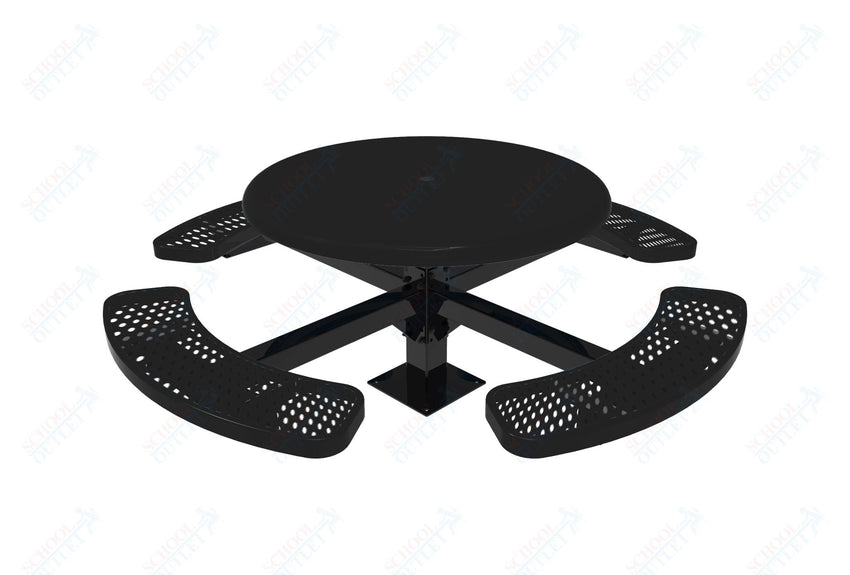 MyTcoat MYT - TRS46 - 12 46″ Round Solid Top Pedestal Picnic Table With Inground Mount (30"H) - SchoolOutlet