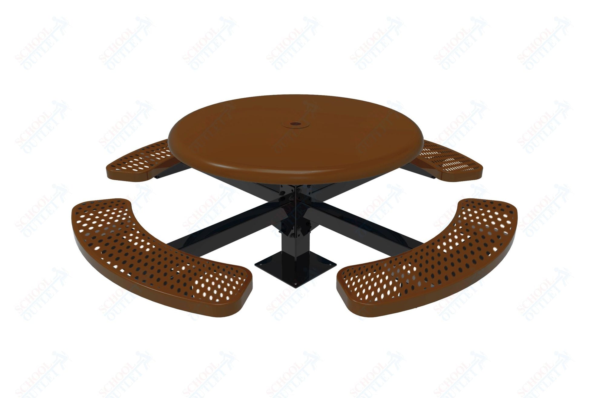 MyTcoat MYT - TRS46 - 12 46″ Round Solid Top Pedestal Picnic Table With Inground Mount (30"H) - SchoolOutlet