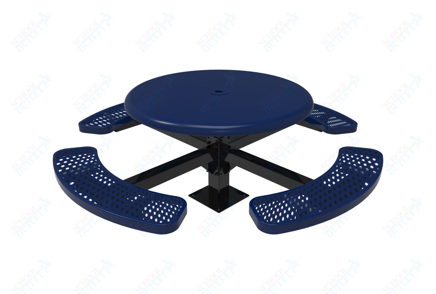 MyTcoat MYT - TRS46 - 12 46″ Round Solid Top Pedestal Picnic Table With Inground Mount (30"H) - SchoolOutlet