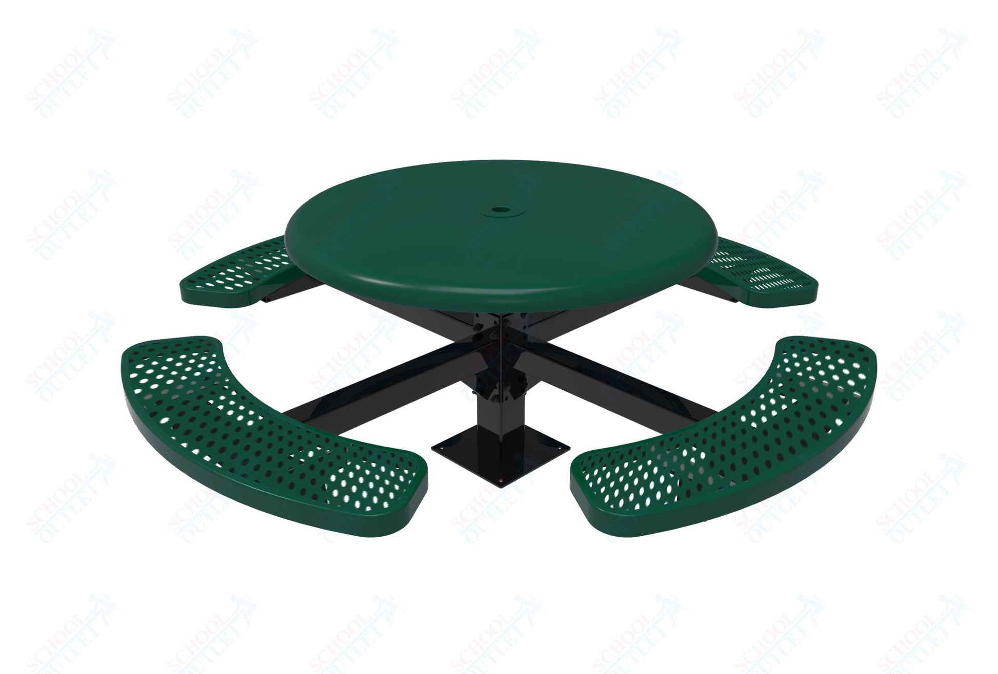 MyTcoat MYT - TRS46 - 12 46″ Round Solid Top Pedestal Picnic Table With Inground Mount (30"H) - SchoolOutlet