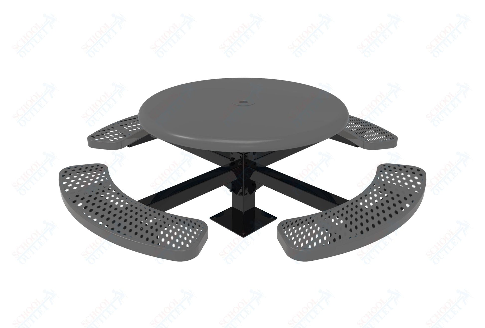 MyTcoat MYT - TRS46 - 12 46″ Round Solid Top Pedestal Picnic Table With Inground Mount (30"H) - SchoolOutlet