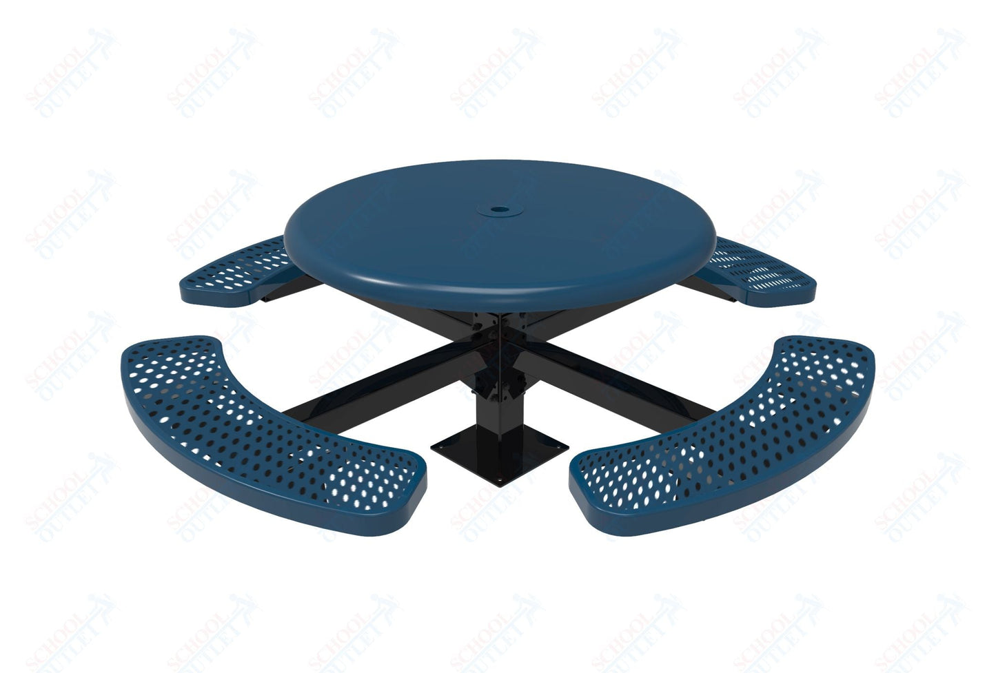 MyTcoat MYT - TRS46 - 12 46″ Round Solid Top Pedestal Picnic Table With Inground Mount (30"H) - SchoolOutlet
