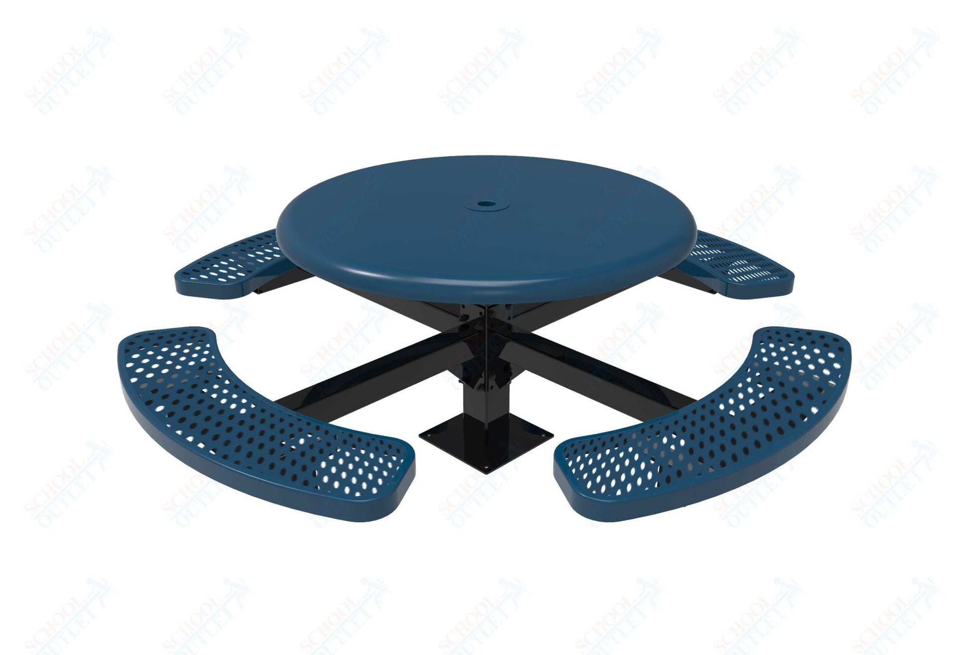 MyTcoat MYT - TRS46 - 12 46″ Round Solid Top Pedestal Picnic Table With Inground Mount (30"H) - SchoolOutlet