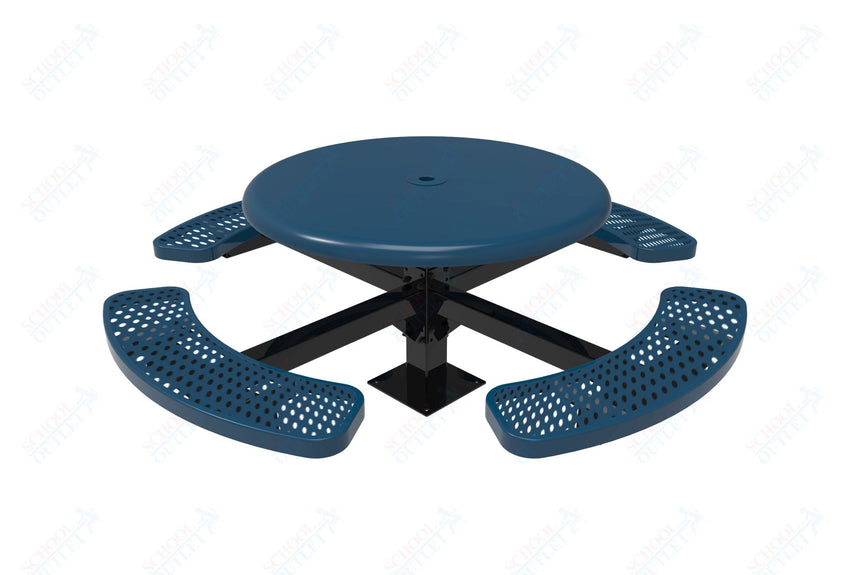 MyTcoat MYT - TRS46 - 12 46″ Round Solid Top Pedestal Picnic Table With Inground Mount (30"H) - SchoolOutlet