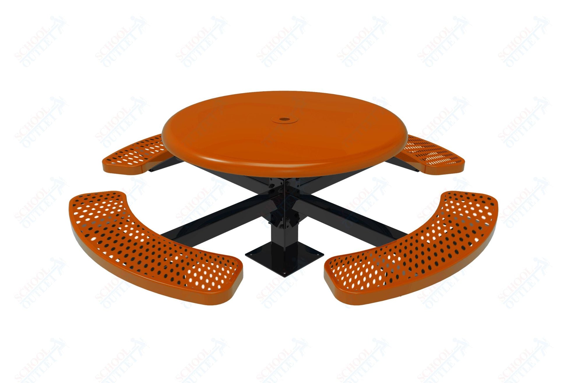 MyTcoat MYT - TRS46 - 12 46″ Round Solid Top Pedestal Picnic Table With Inground Mount (30"H) - SchoolOutlet