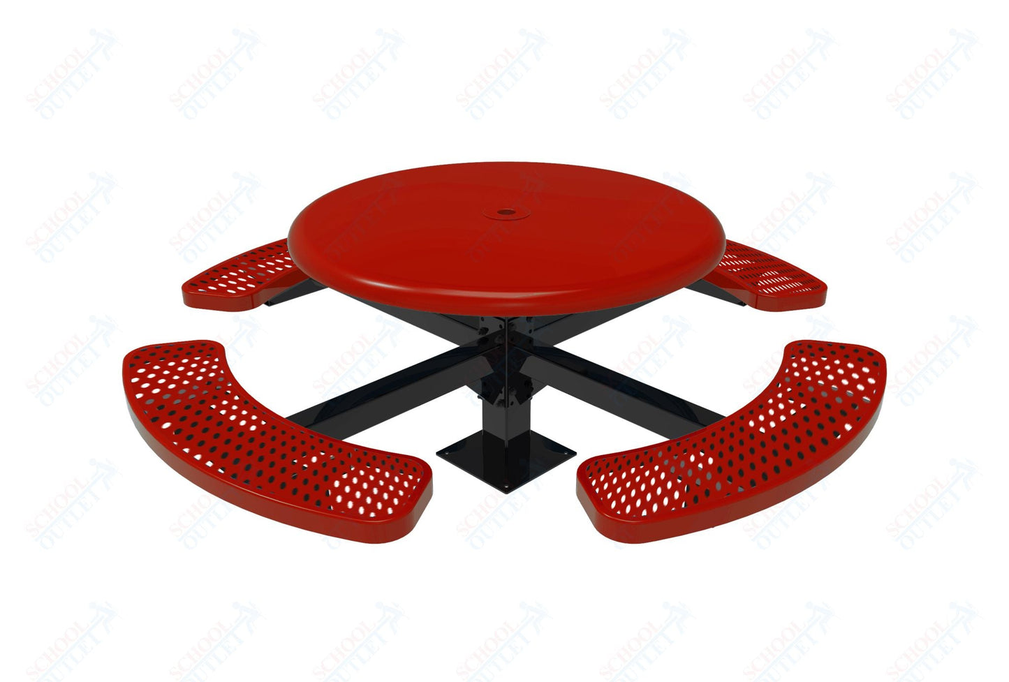 MyTcoat MYT - TRS46 - 12 46″ Round Solid Top Pedestal Picnic Table With Inground Mount (30"H) - SchoolOutlet