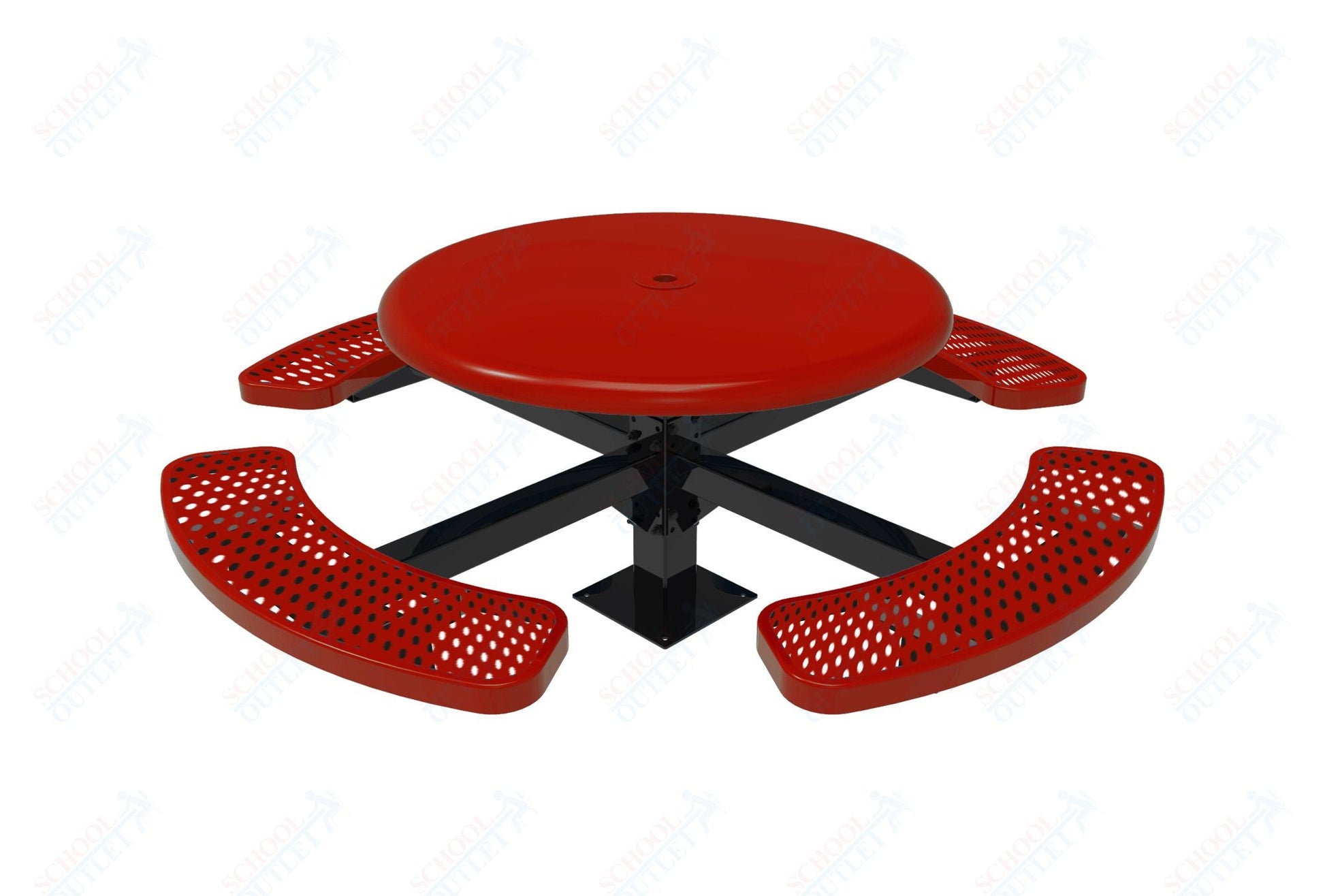 MyTcoat MYT - TRS46 - 12 46″ Round Solid Top Pedestal Picnic Table With Inground Mount (30"H) - SchoolOutlet