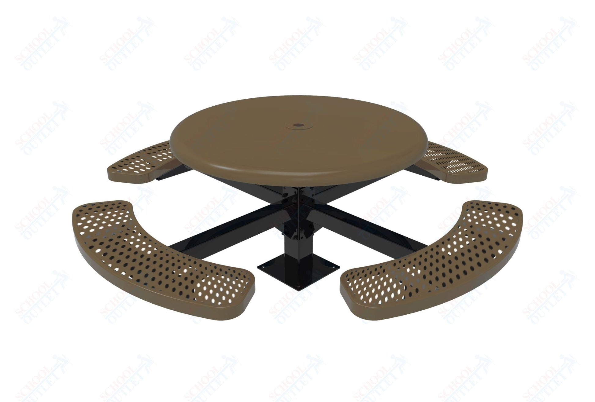 MyTcoat MYT - TRS46 - 12 46″ Round Solid Top Pedestal Picnic Table With Inground Mount (30"H) - SchoolOutlet