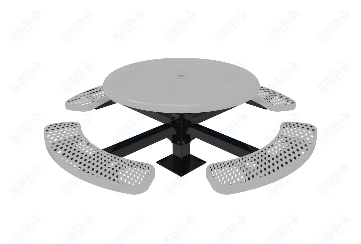 MyTcoat MYT - TRS46 - 12 46″ Round Solid Top Pedestal Picnic Table With Inground Mount (30"H) - SchoolOutlet