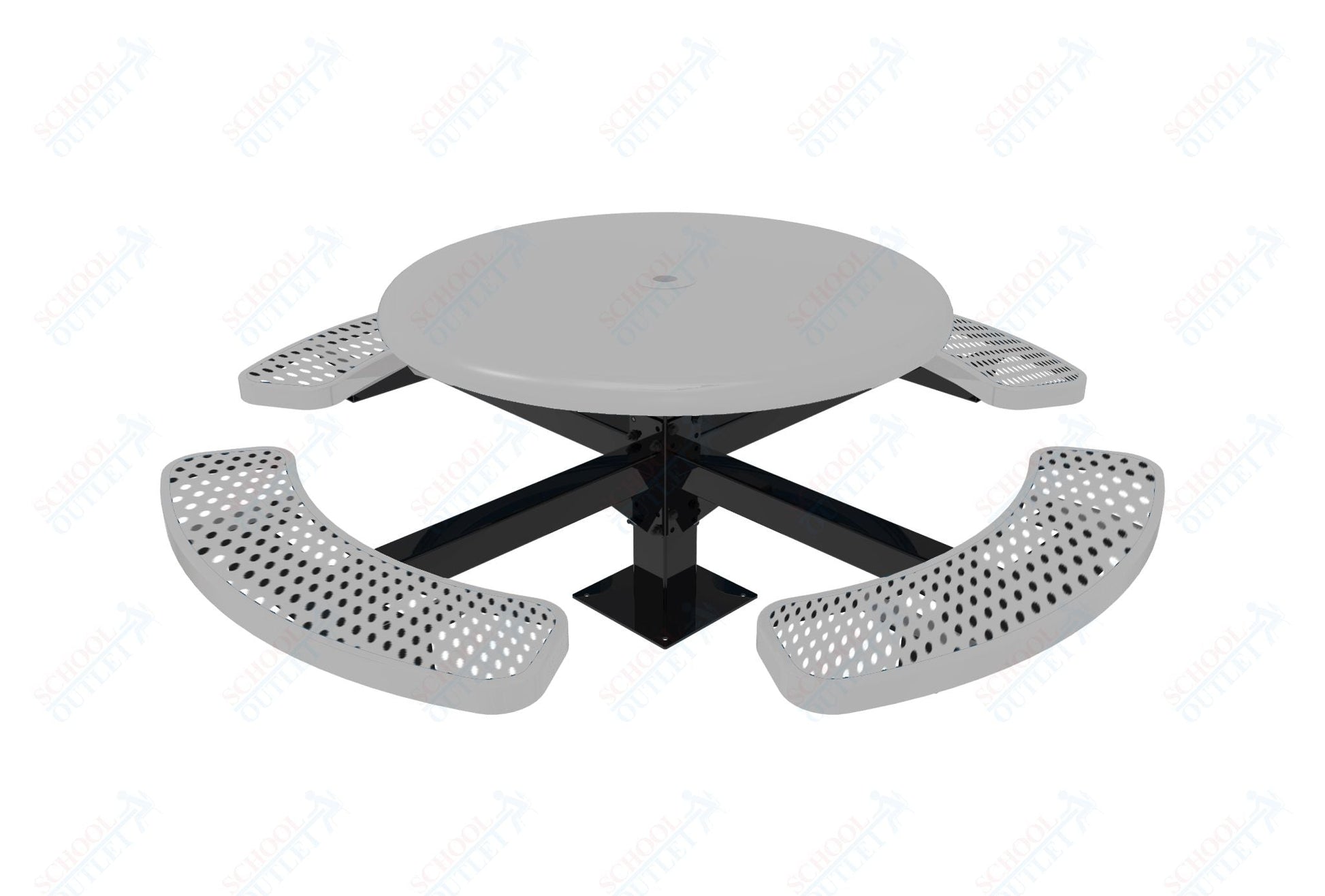 MyTcoat MYT - TRS46 - 12 46″ Round Solid Top Pedestal Picnic Table With Inground Mount (30"H) - SchoolOutlet