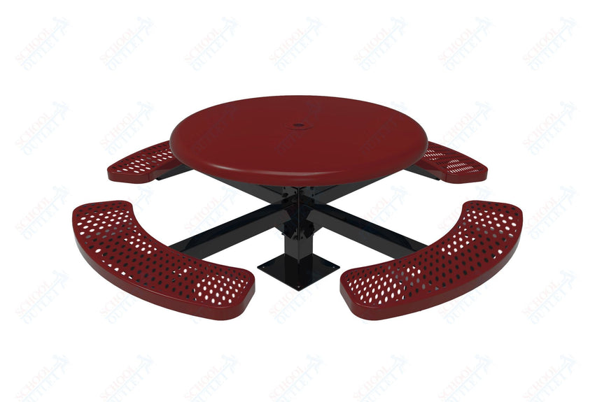 MyTcoat MYT - TRS46 - 13 46″ Round Solid Top Pedestal Picnic Table With Surface Mount (30"H) - SchoolOutlet