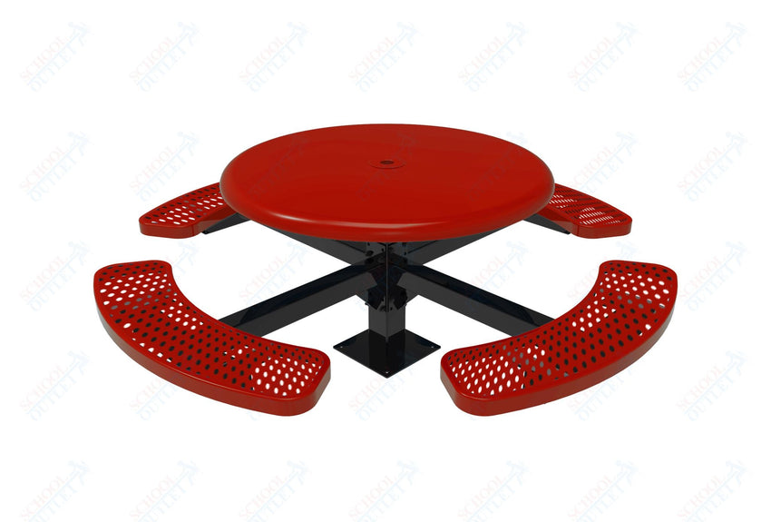MyTcoat MYT - TRS46 - 13 46″ Round Solid Top Pedestal Picnic Table With Surface Mount (30"H) - SchoolOutlet