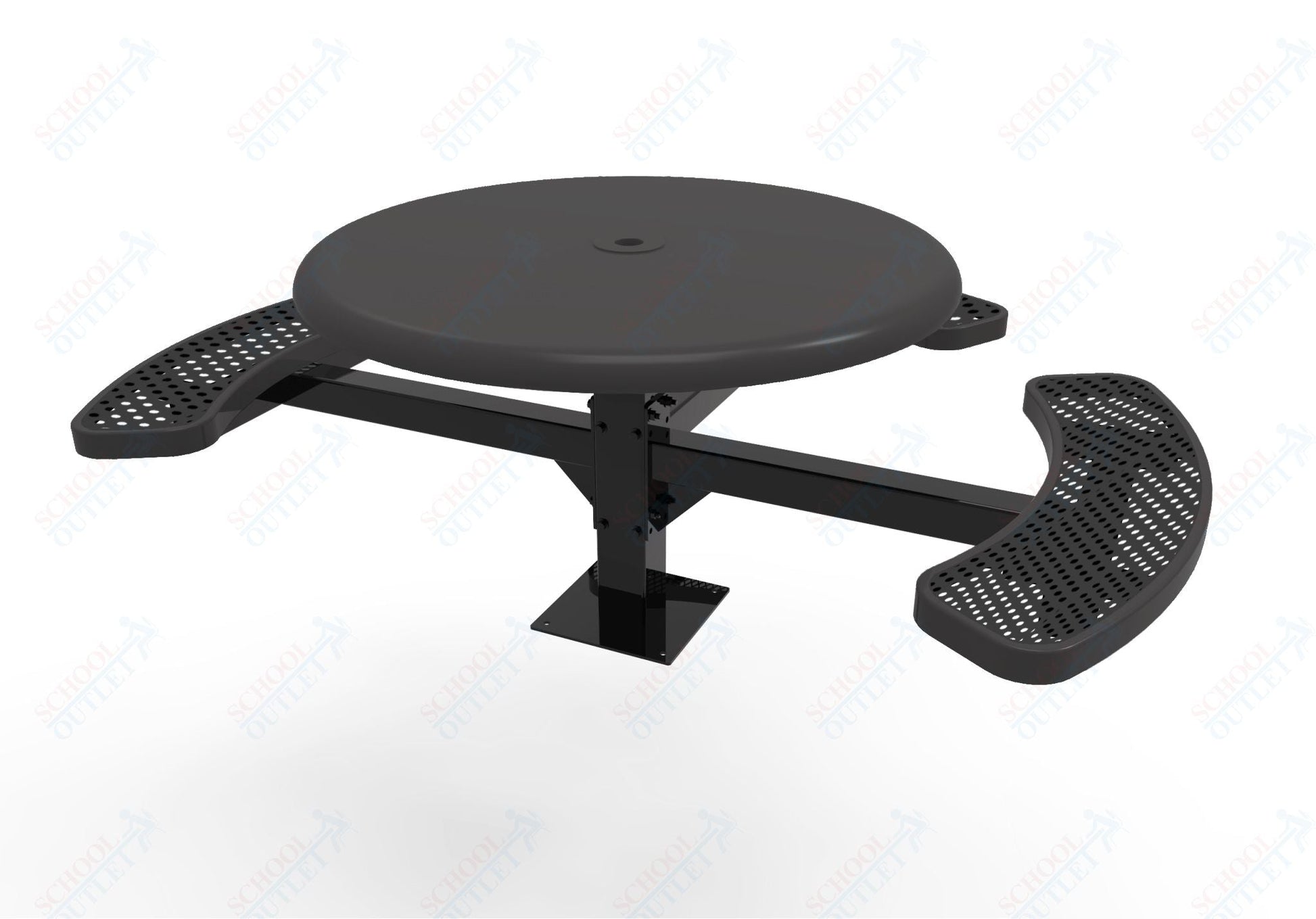 MyTcoat MYT - TRS46 - 15 - 003 46″ Round Solid Top Pedestal Picnic Table with Surface Mount, 3 Seat and ADA Accessible (30"H) - SchoolOutlet