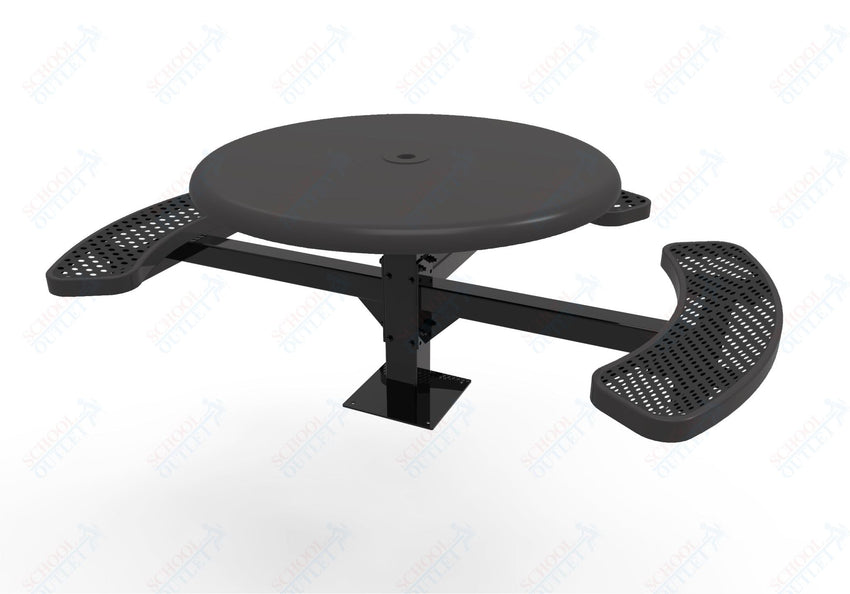 MyTcoat MYT - TRS46 - 15 - 003 46″ Round Solid Top Pedestal Picnic Table with Surface Mount, 3 Seat and ADA Accessible (30"H) - SchoolOutlet
