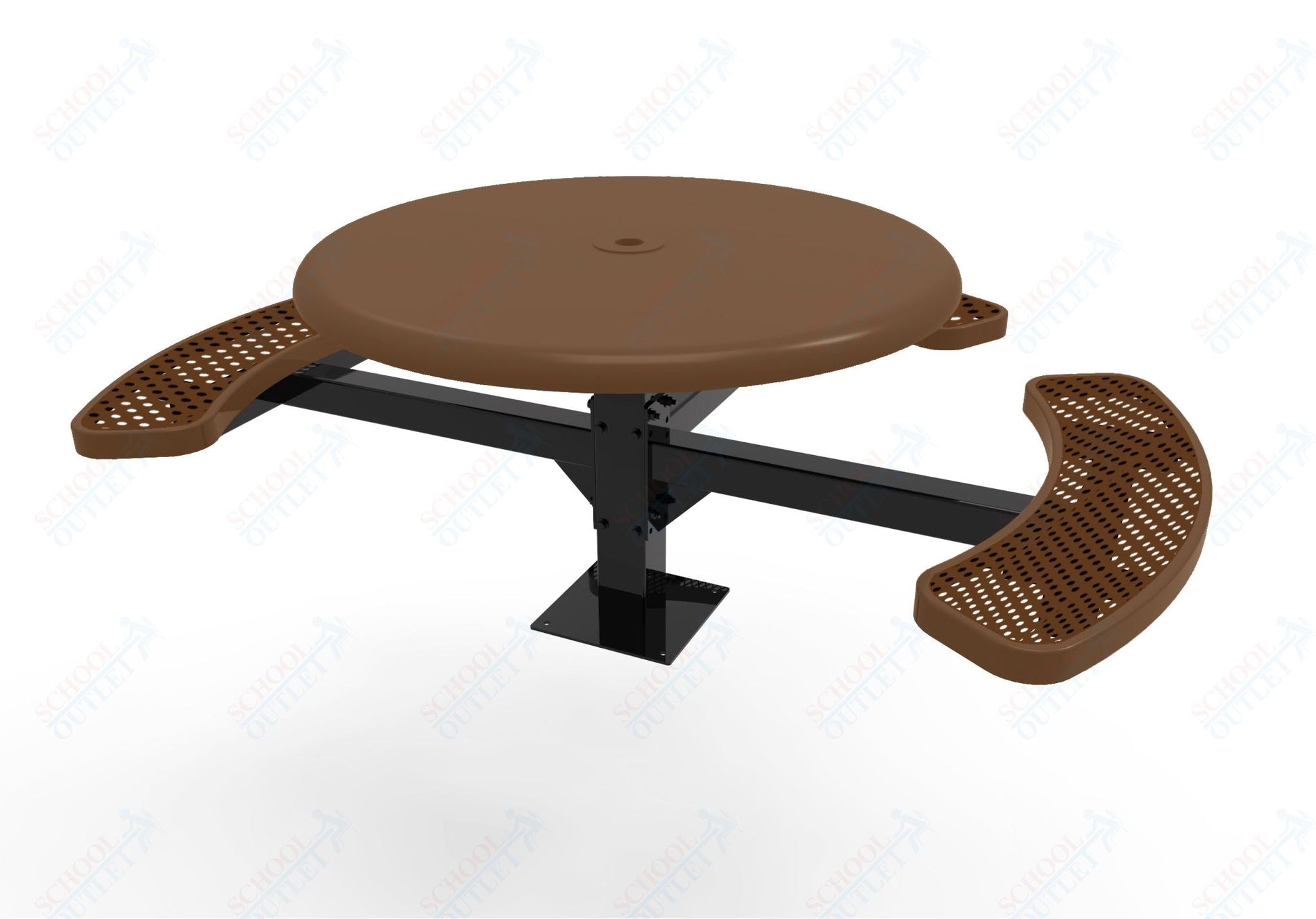 MyTcoat MYT - TRS46 - 15 - 003 46″ Round Solid Top Pedestal Picnic Table with Surface Mount, 3 Seat and ADA Accessible (30"H) - SchoolOutlet