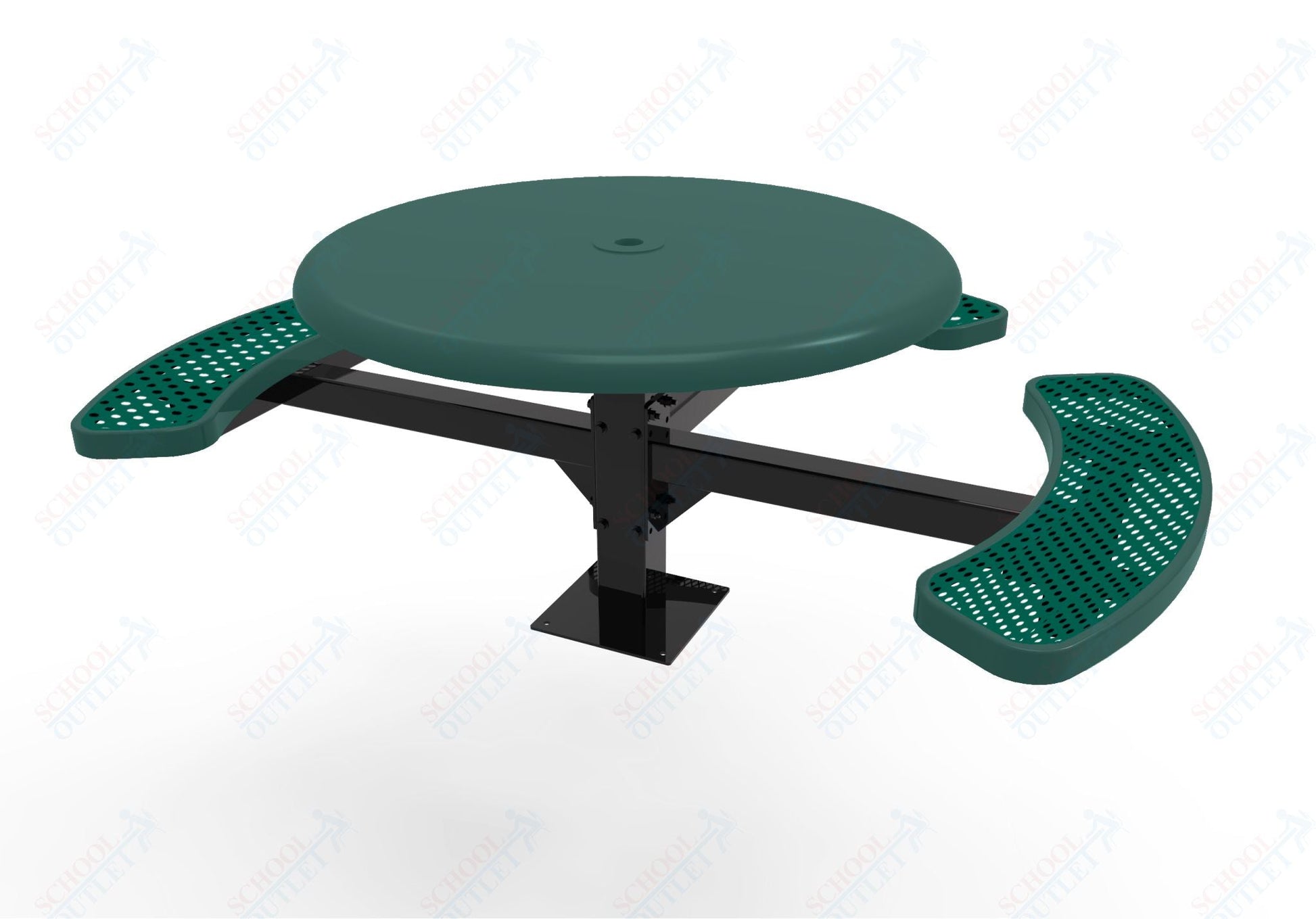 MyTcoat MYT - TRS46 - 15 - 003 46″ Round Solid Top Pedestal Picnic Table with Surface Mount, 3 Seat and ADA Accessible (30"H) - SchoolOutlet