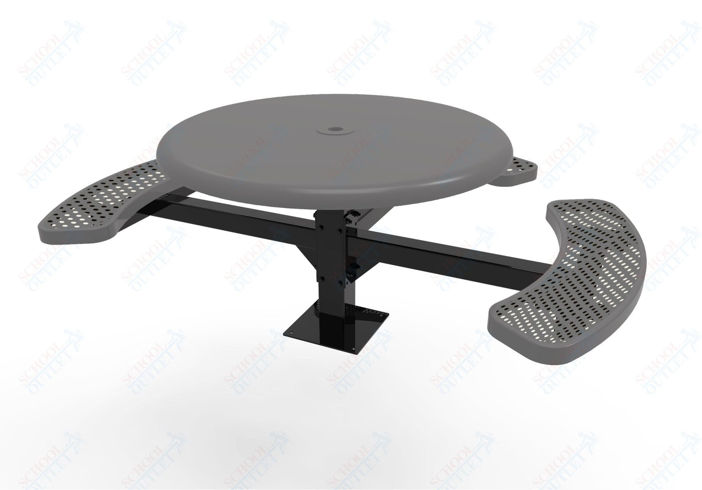 MyTcoat MYT - TRS46 - 15 - 003 46″ Round Solid Top Pedestal Picnic Table with Surface Mount, 3 Seat and ADA Accessible (30"H) - SchoolOutlet