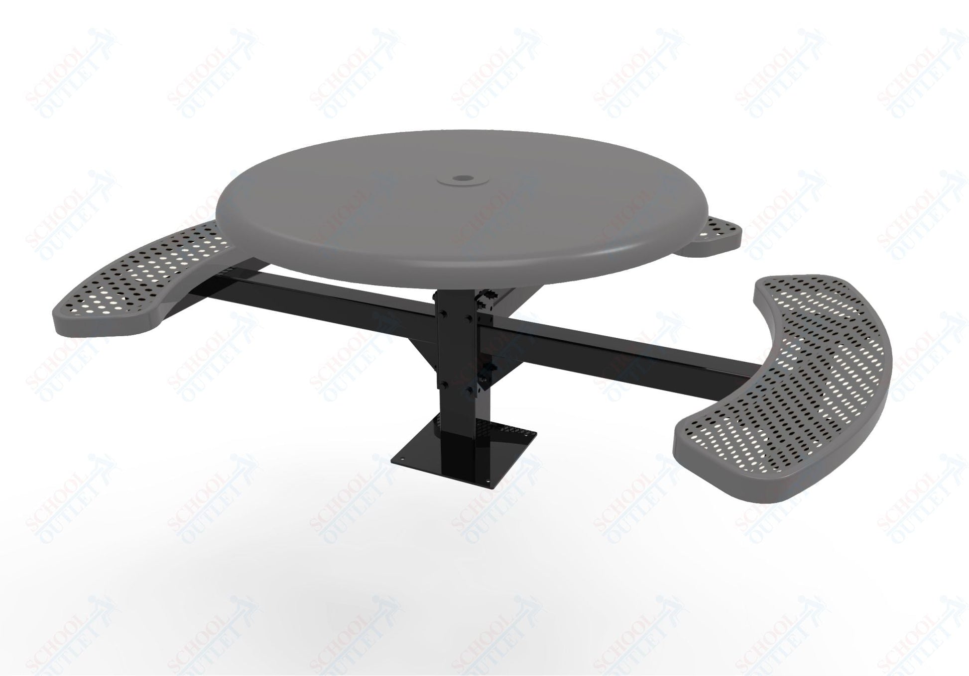 MyTcoat MYT - TRS46 - 15 - 003 46″ Round Solid Top Pedestal Picnic Table with Surface Mount, 3 Seat and ADA Accessible (30"H) - SchoolOutlet