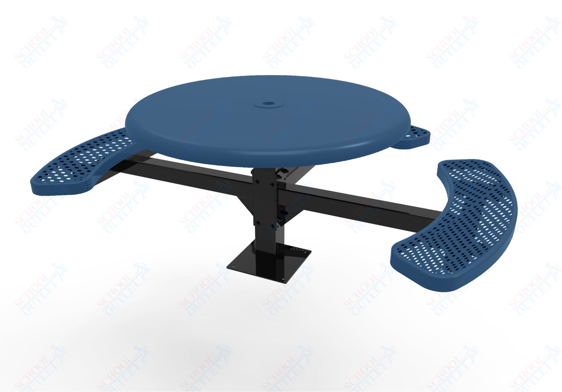 MyTcoat MYT - TRS46 - 15 - 003 46″ Round Solid Top Pedestal Picnic Table with Surface Mount, 3 Seat and ADA Accessible (30"H) - SchoolOutlet