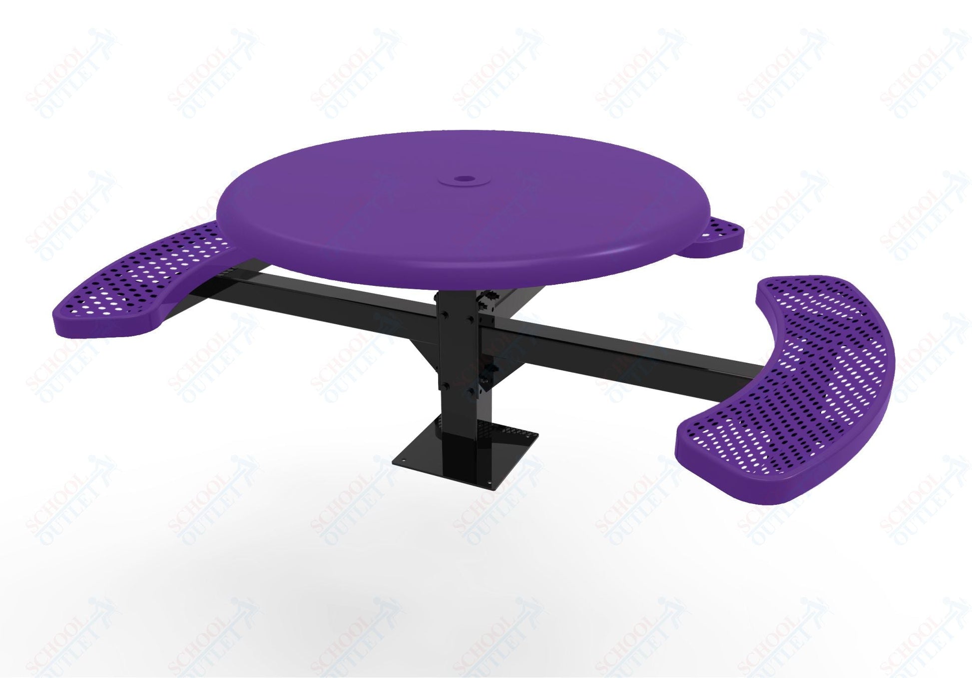 MyTcoat MYT - TRS46 - 15 - 003 46″ Round Solid Top Pedestal Picnic Table with Surface Mount, 3 Seat and ADA Accessible (30"H) - SchoolOutlet