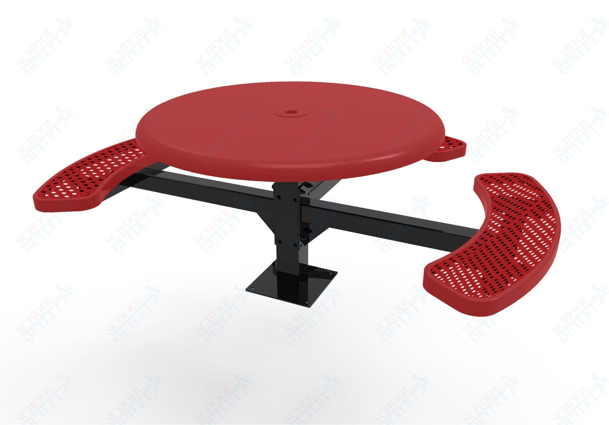 MyTcoat MYT - TRS46 - 15 - 003 46″ Round Solid Top Pedestal Picnic Table with Surface Mount, 3 Seat and ADA Accessible (30"H) - SchoolOutlet