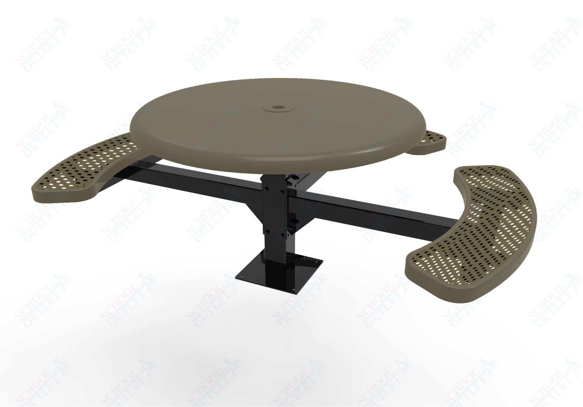 MyTcoat MYT - TRS46 - 15 - 003 46″ Round Solid Top Pedestal Picnic Table with Surface Mount, 3 Seat and ADA Accessible (30"H) - SchoolOutlet