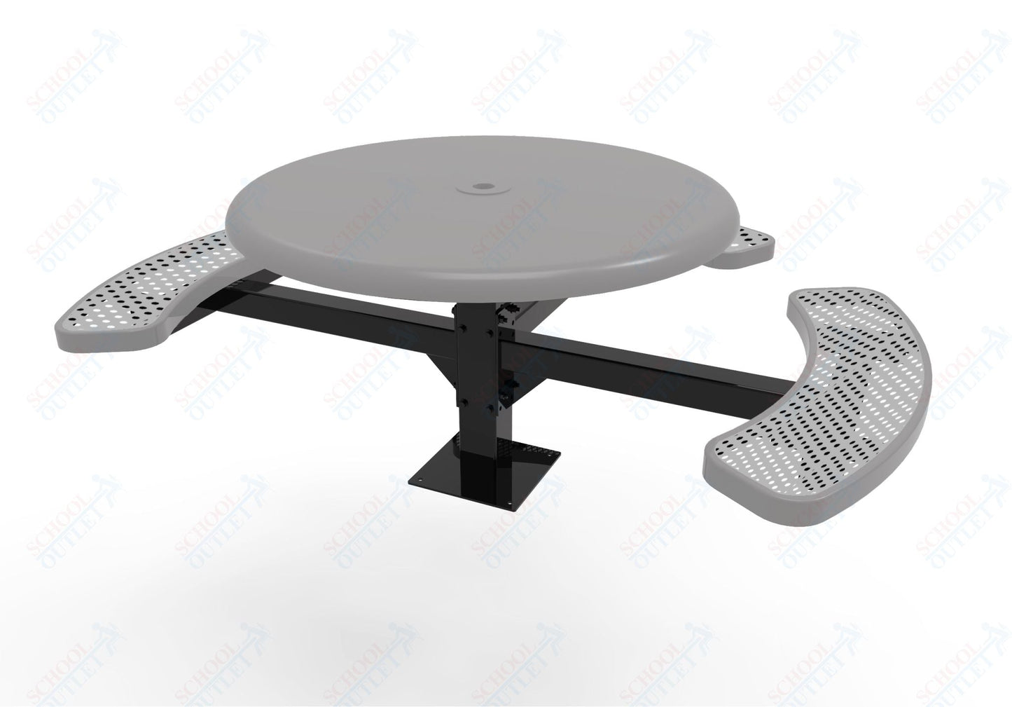 MyTcoat MYT - TRS46 - 15 - 003 46″ Round Solid Top Pedestal Picnic Table with Surface Mount, 3 Seat and ADA Accessible (30"H) - SchoolOutlet