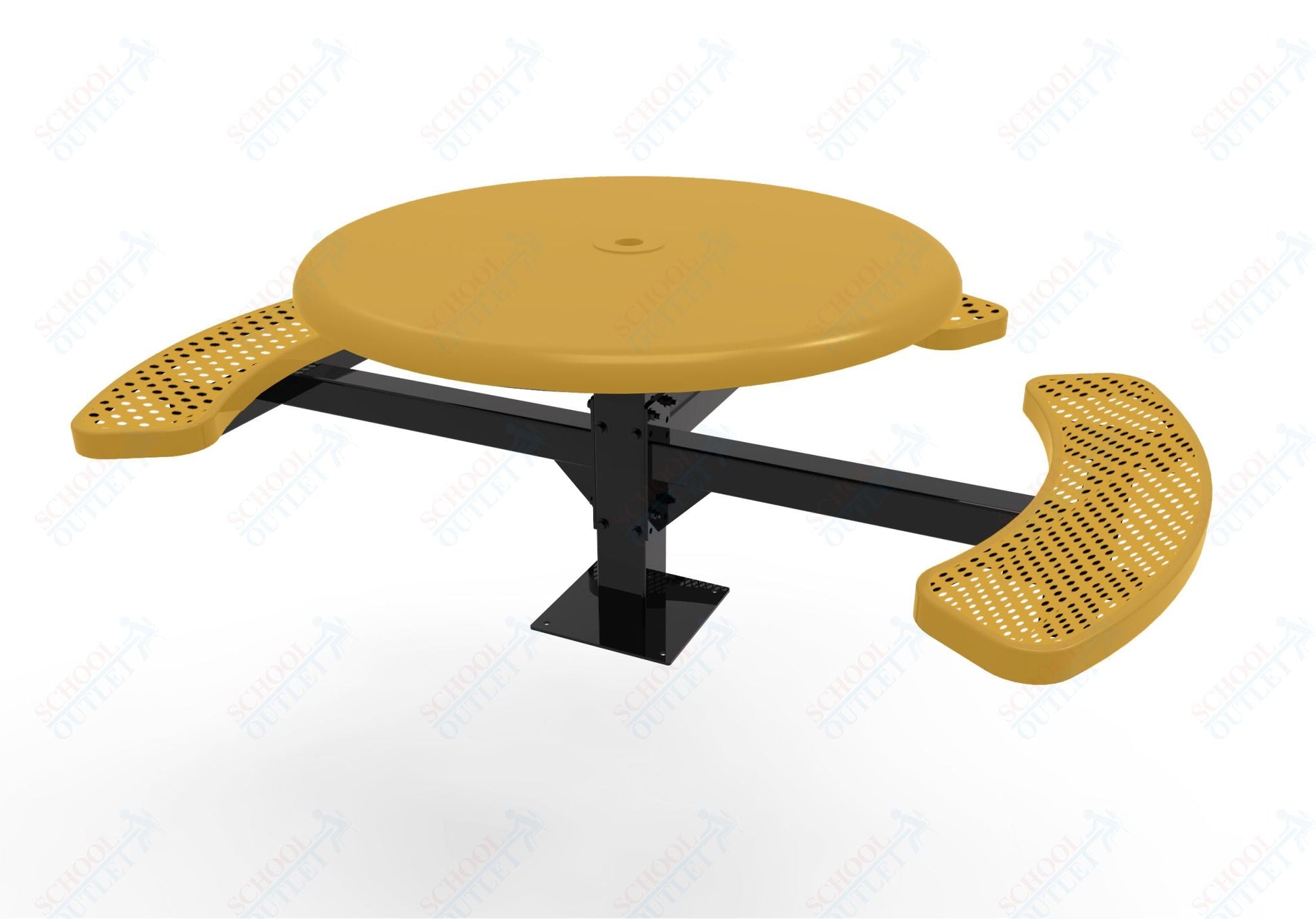 MyTcoat MYT - TRS46 - 15 - 003 46″ Round Solid Top Pedestal Picnic Table with Surface Mount, 3 Seat and ADA Accessible (30"H) - SchoolOutlet