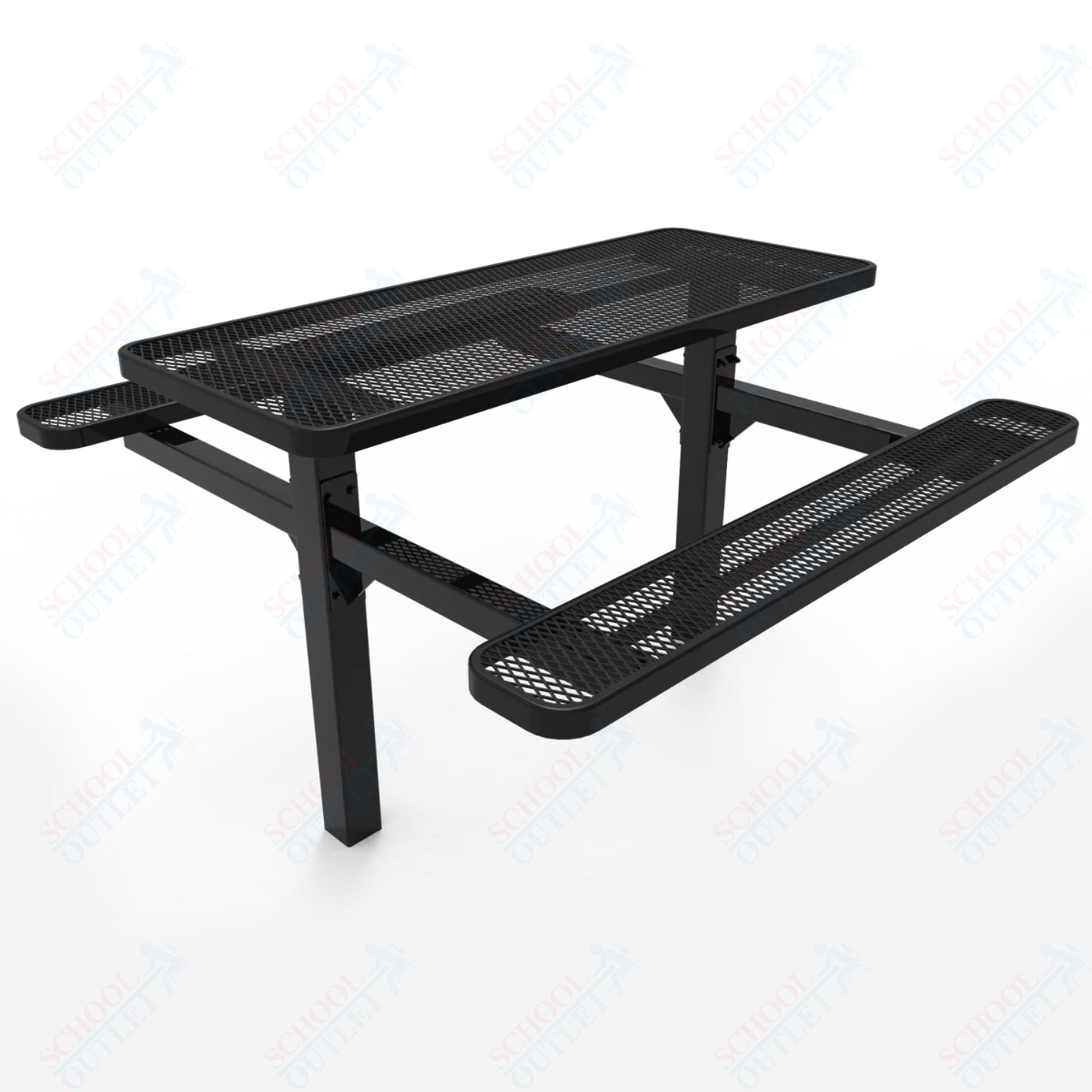 MyTcoat MYT - TRT06 - 08 6′ Rectangular Double Pedestal Picnic Table with Inground Mount (72"W x 72.5"D x 28.2"H) - SchoolOutlet