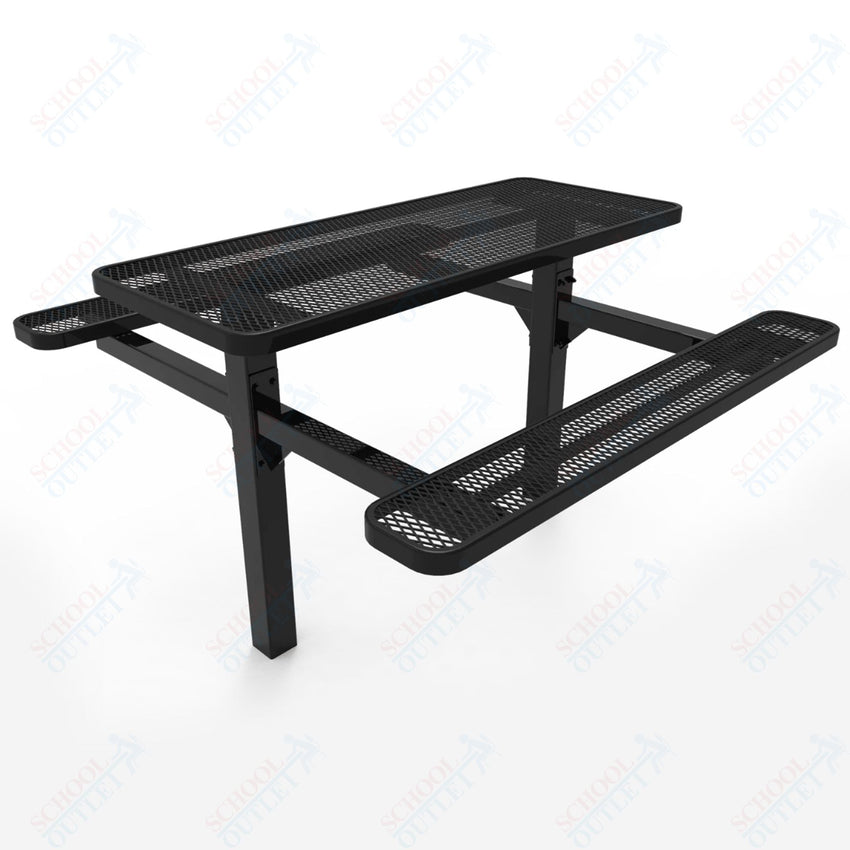 MyTcoat MYT - TRT06 - 08 6′ Rectangular Double Pedestal Picnic Table with Inground Mount (72"W x 72.5"D x 28.2"H) - SchoolOutlet