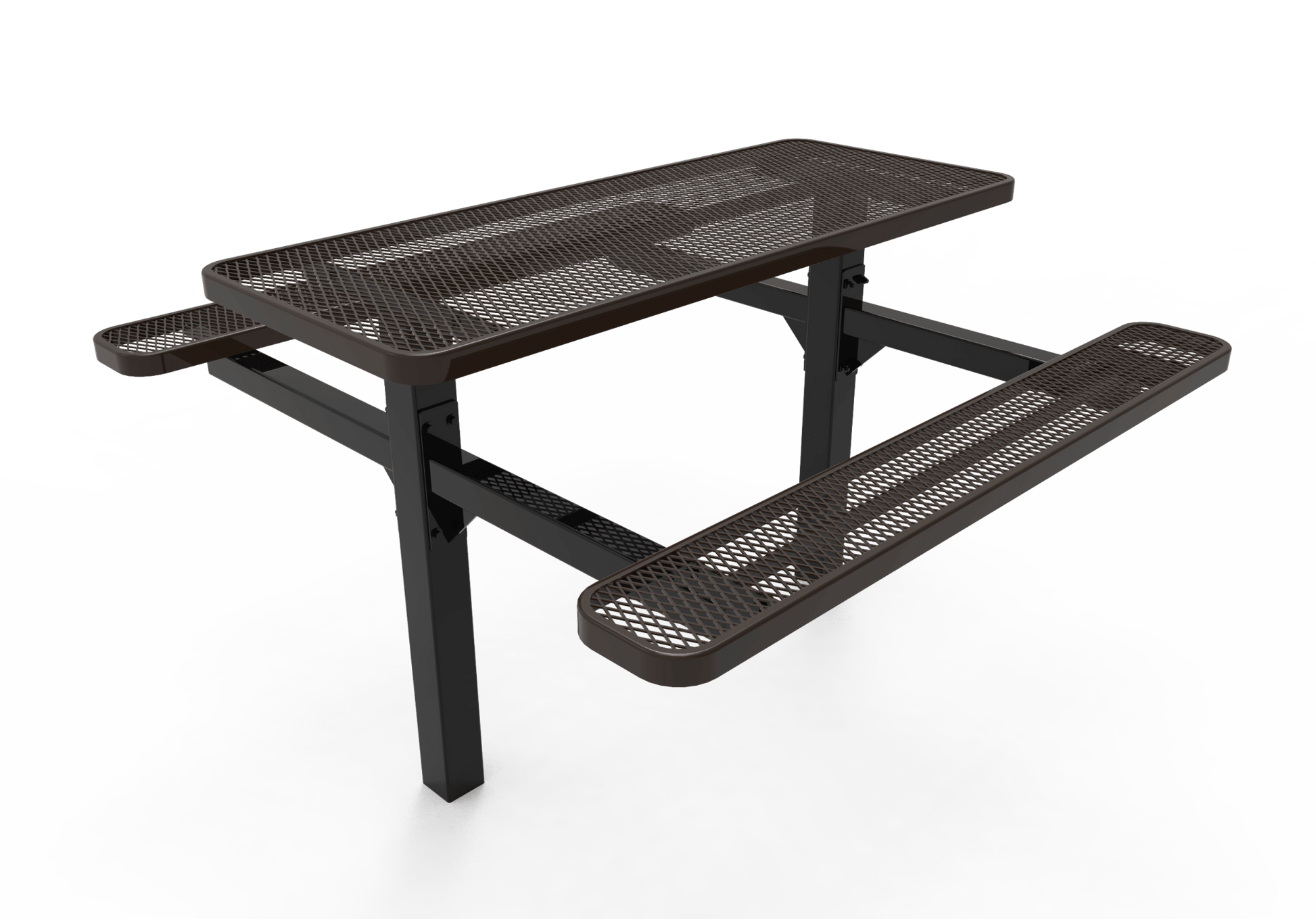 MyTcoat MYT-TRT06-08 6′ Rectangular Double Pedestal Picnic Table with Inground Mount (72"W x 72.5"D x 28.2"H) - SchoolOutlet