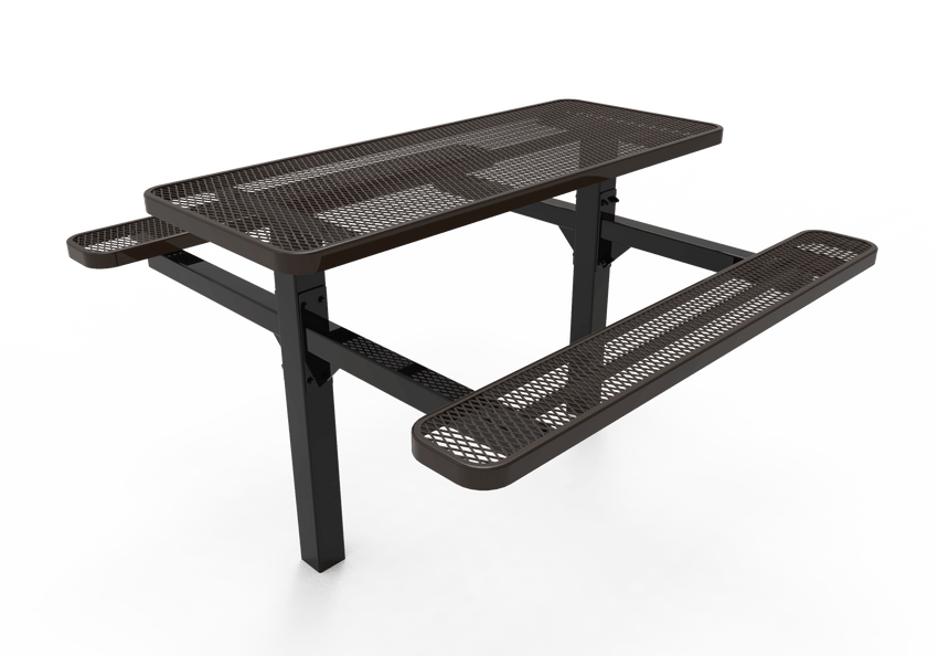 MyTcoat MYT-TRT06-08 6′ Rectangular Double Pedestal Picnic Table with Inground Mount (72"W x 72.5"D x 28.2"H) - SchoolOutlet