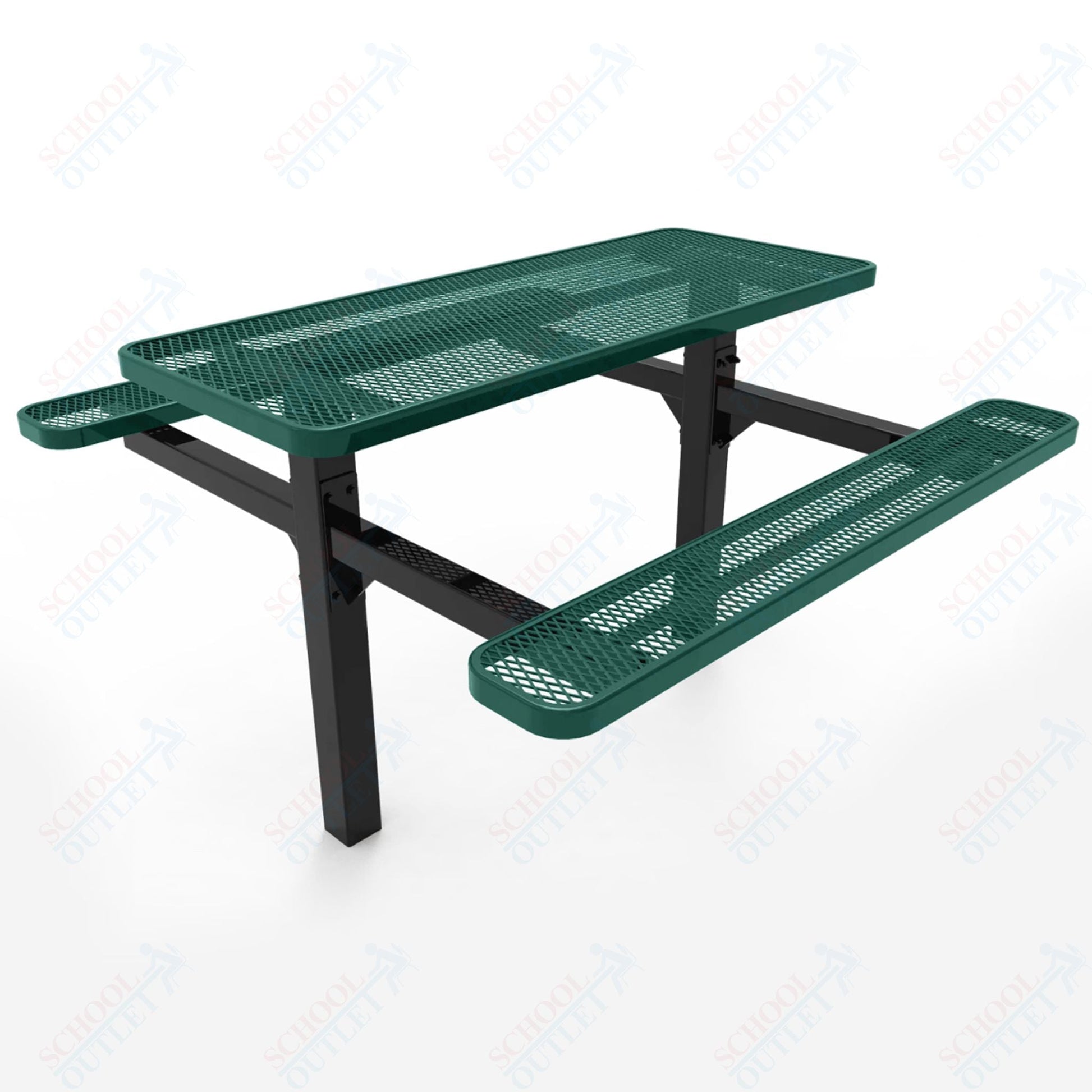 MyTcoat MYT - TRT06 - 08 6′ Rectangular Double Pedestal Picnic Table with Inground Mount (72"W x 72.5"D x 28.2"H) - SchoolOutlet