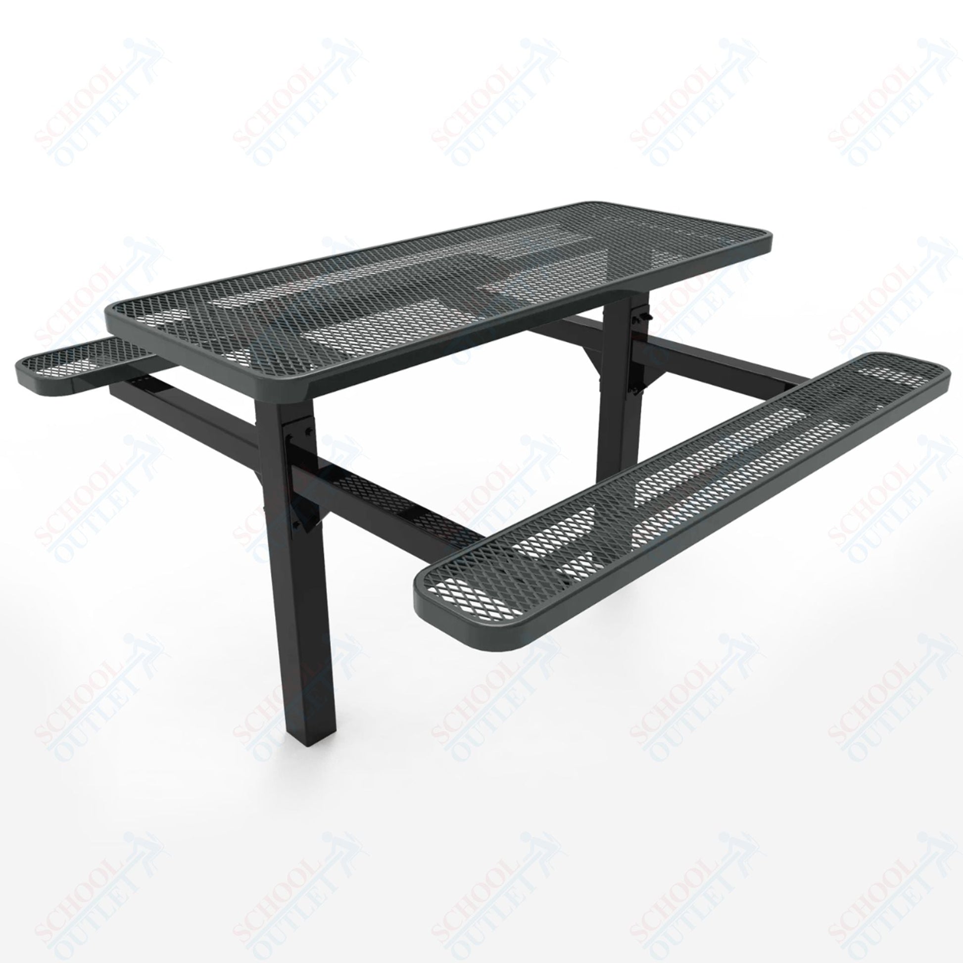 MyTcoat MYT - TRT06 - 08 6′ Rectangular Double Pedestal Picnic Table with Inground Mount (72"W x 72.5"D x 28.2"H) - SchoolOutlet