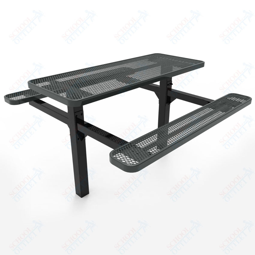 MyTcoat MYT - TRT06 - 08 6′ Rectangular Double Pedestal Picnic Table with Inground Mount (72"W x 72.5"D x 28.2"H) - SchoolOutlet