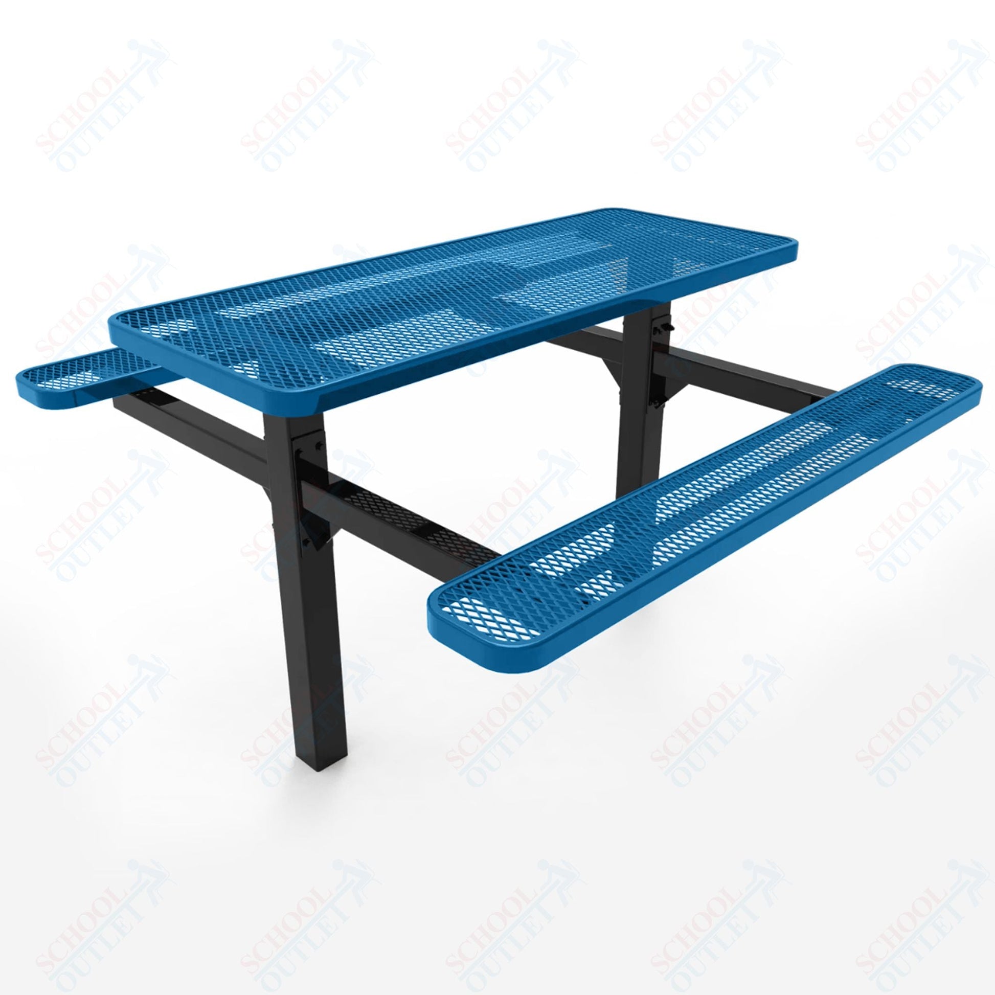 MyTcoat MYT - TRT06 - 08 6′ Rectangular Double Pedestal Picnic Table with Inground Mount (72"W x 72.5"D x 28.2"H) - SchoolOutlet