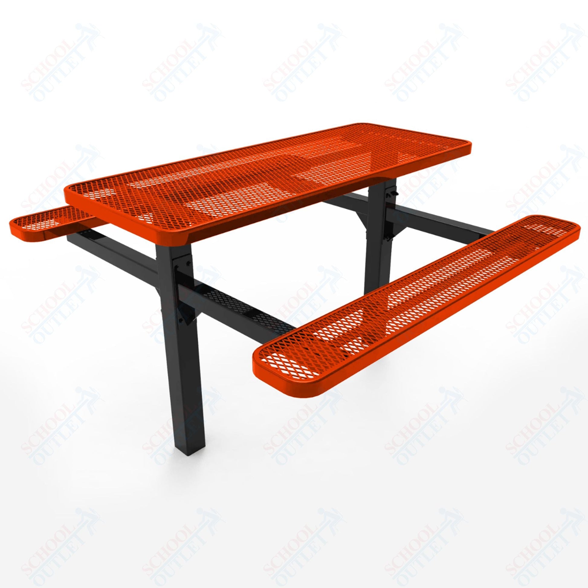 MyTcoat MYT - TRT06 - 08 6′ Rectangular Double Pedestal Picnic Table with Inground Mount (72"W x 72.5"D x 28.2"H) - SchoolOutlet