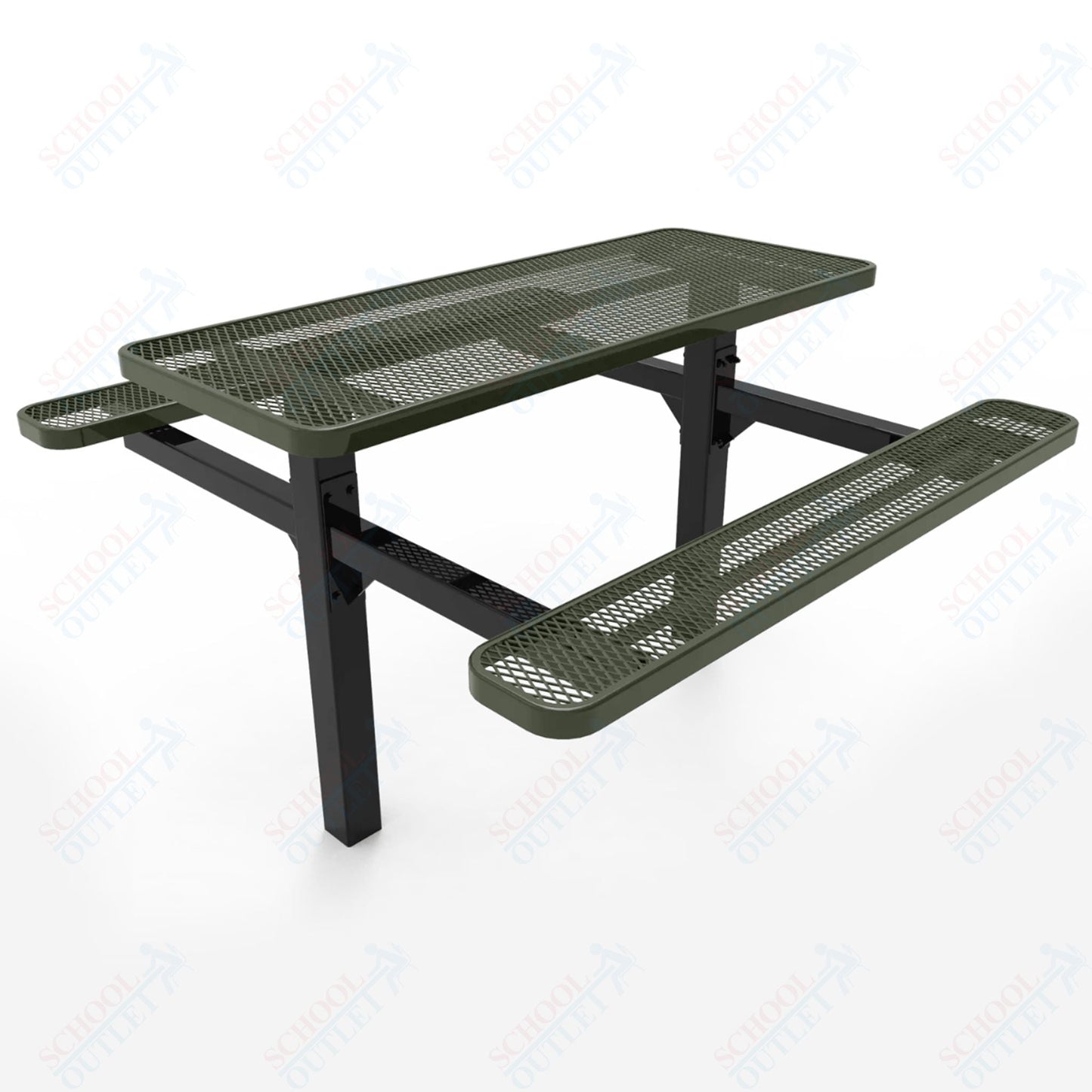 MyTcoat MYT - TRT06 - 08 6′ Rectangular Double Pedestal Picnic Table with Inground Mount (72"W x 72.5"D x 28.2"H) - SchoolOutlet