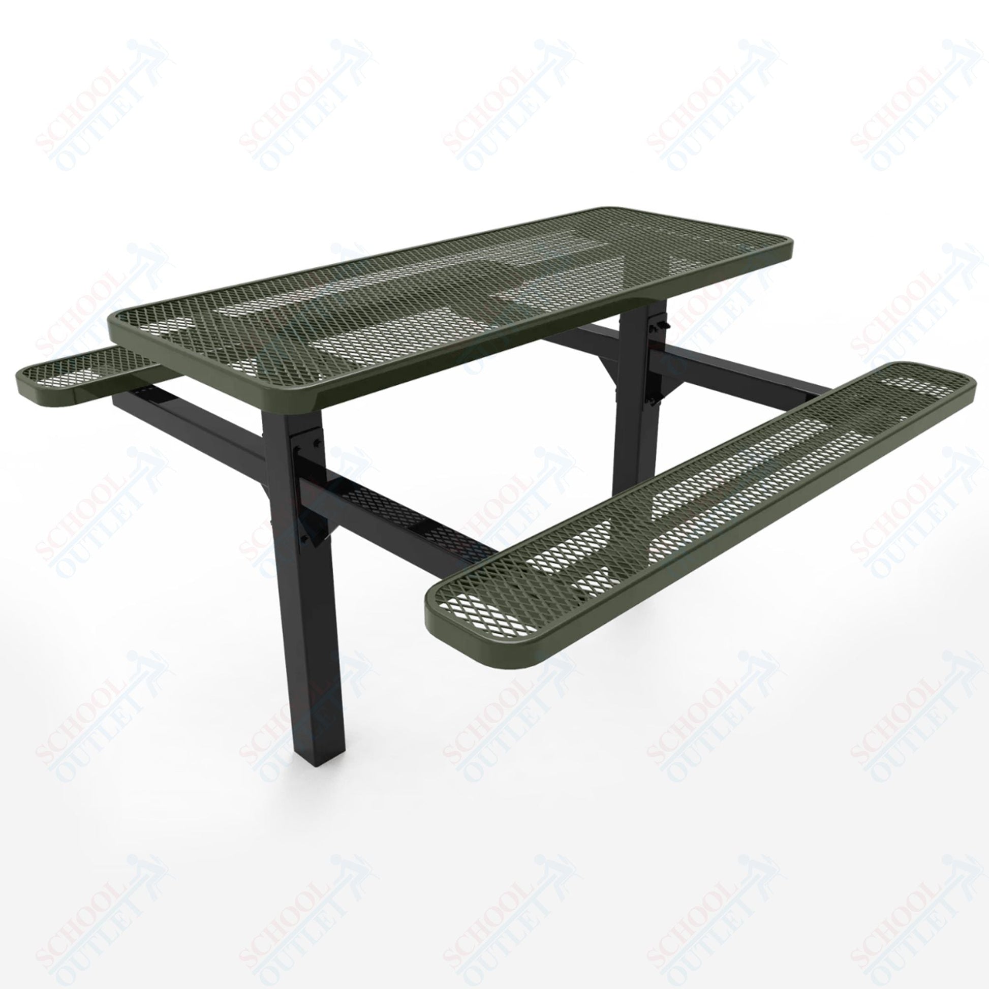 MyTcoat MYT - TRT06 - 08 6′ Rectangular Double Pedestal Picnic Table with Inground Mount (72"W x 72.5"D x 28.2"H) - SchoolOutlet