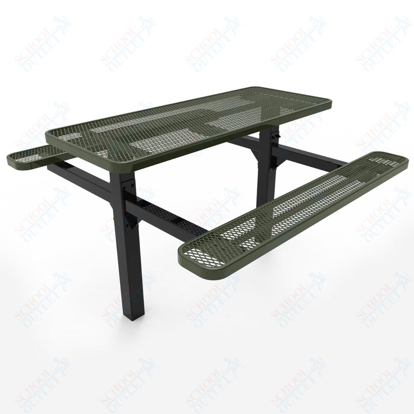 MyTcoat MYT - TRT06 - 08 6′ Rectangular Double Pedestal Picnic Table with Inground Mount (72"W x 72.5"D x 28.2"H) - SchoolOutlet