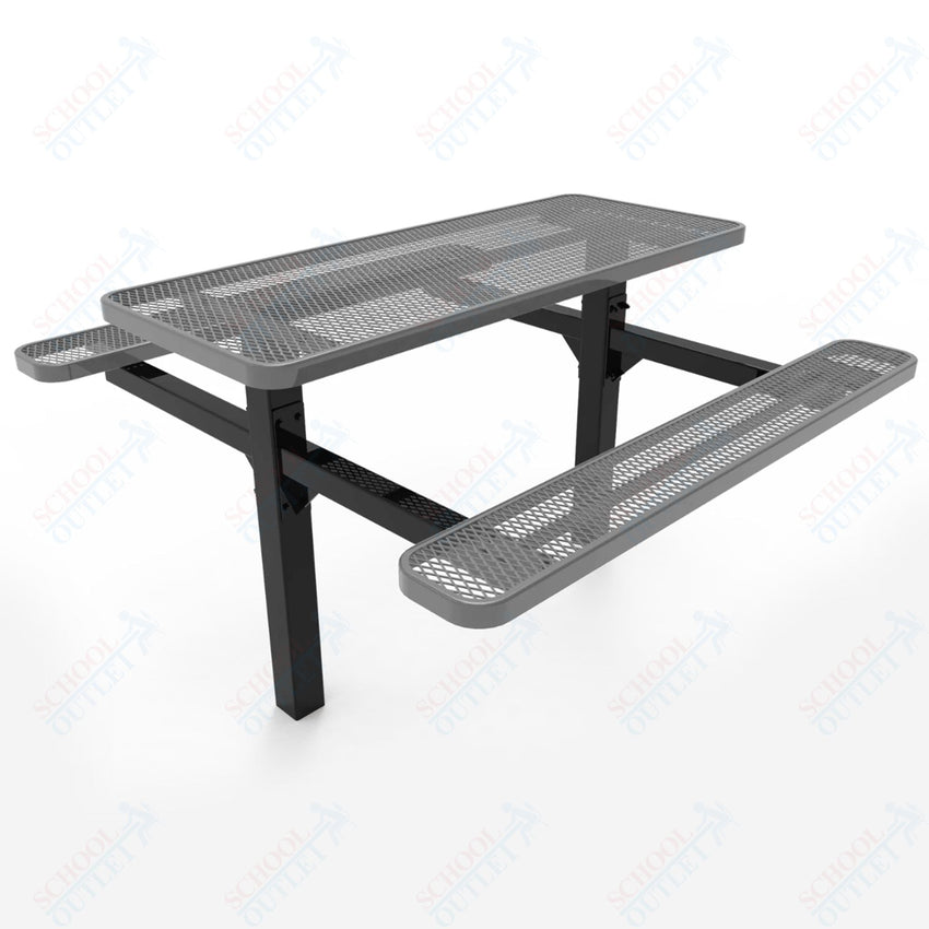 MyTcoat MYT - TRT06 - 08 6′ Rectangular Double Pedestal Picnic Table with Inground Mount (72"W x 72.5"D x 28.2"H) - SchoolOutlet