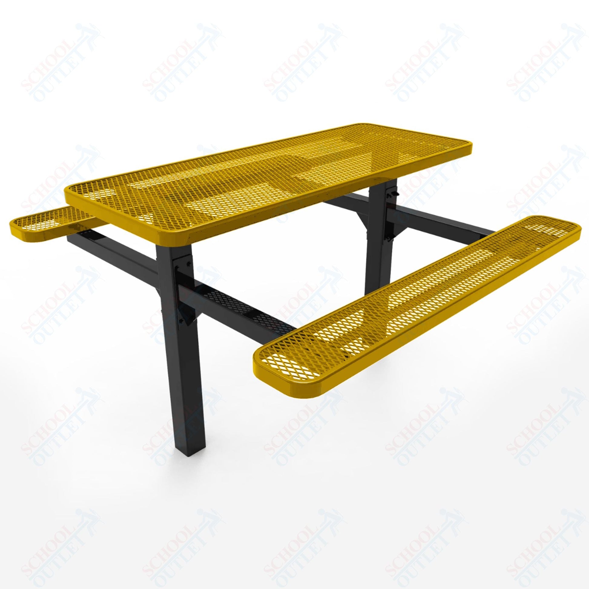 MyTcoat MYT - TRT06 - 08 6′ Rectangular Double Pedestal Picnic Table with Inground Mount (72"W x 72.5"D x 28.2"H) - SchoolOutlet