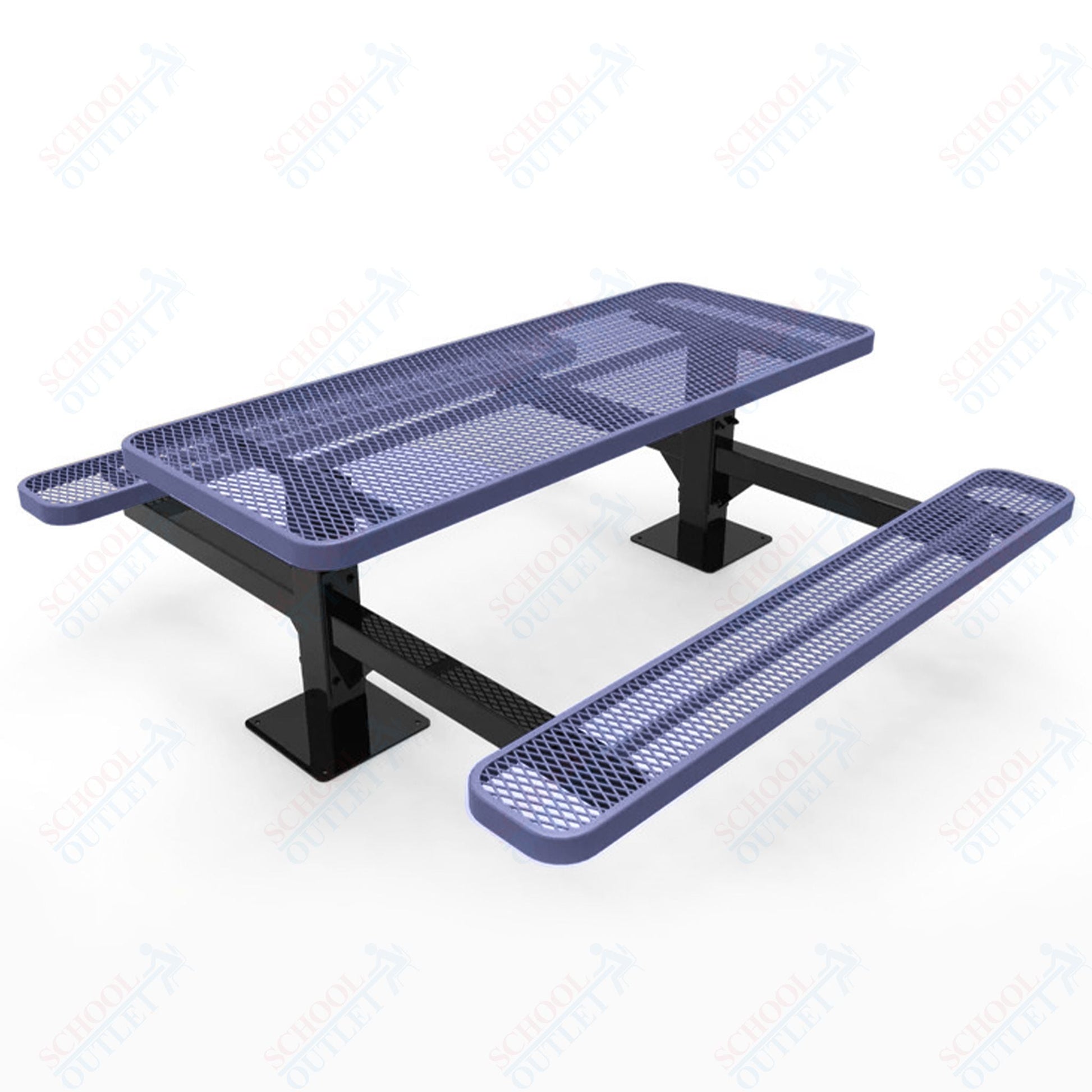 MyTcoat MYT - TRT06 - 09 6′ Rectangular Double Pedestal Picnic Table with Surface Mount (72"W x 75.5"D x 30"H) - SchoolOutlet