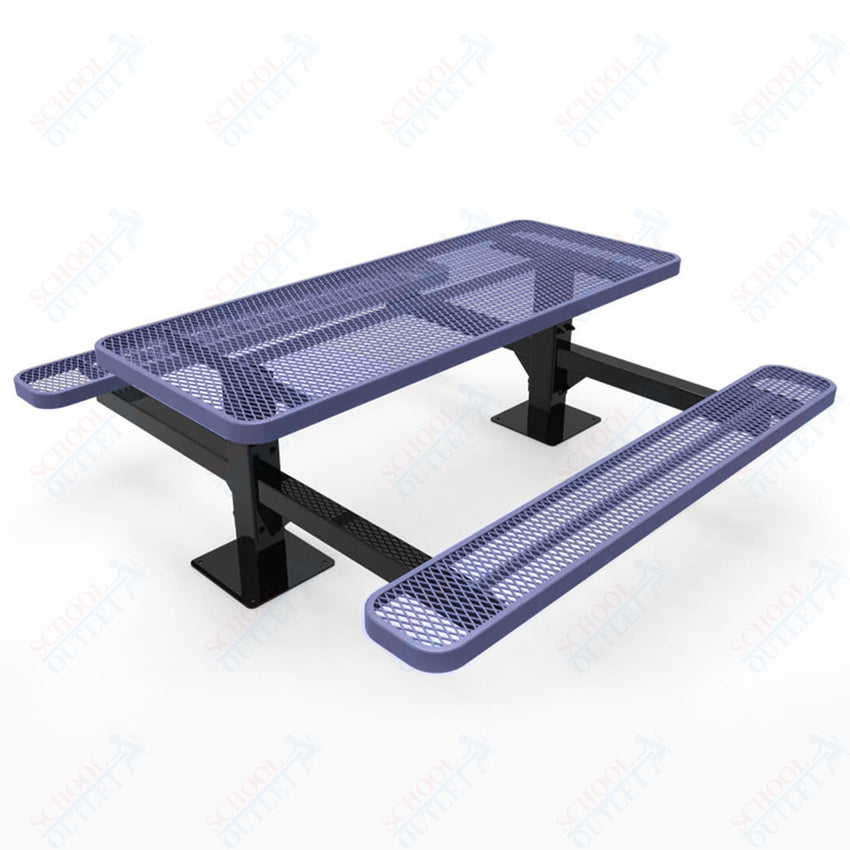 MyTcoat MYT - TRT06 - 09 6′ Rectangular Double Pedestal Picnic Table with Surface Mount (72"W x 75.5"D x 30"H) - SchoolOutlet